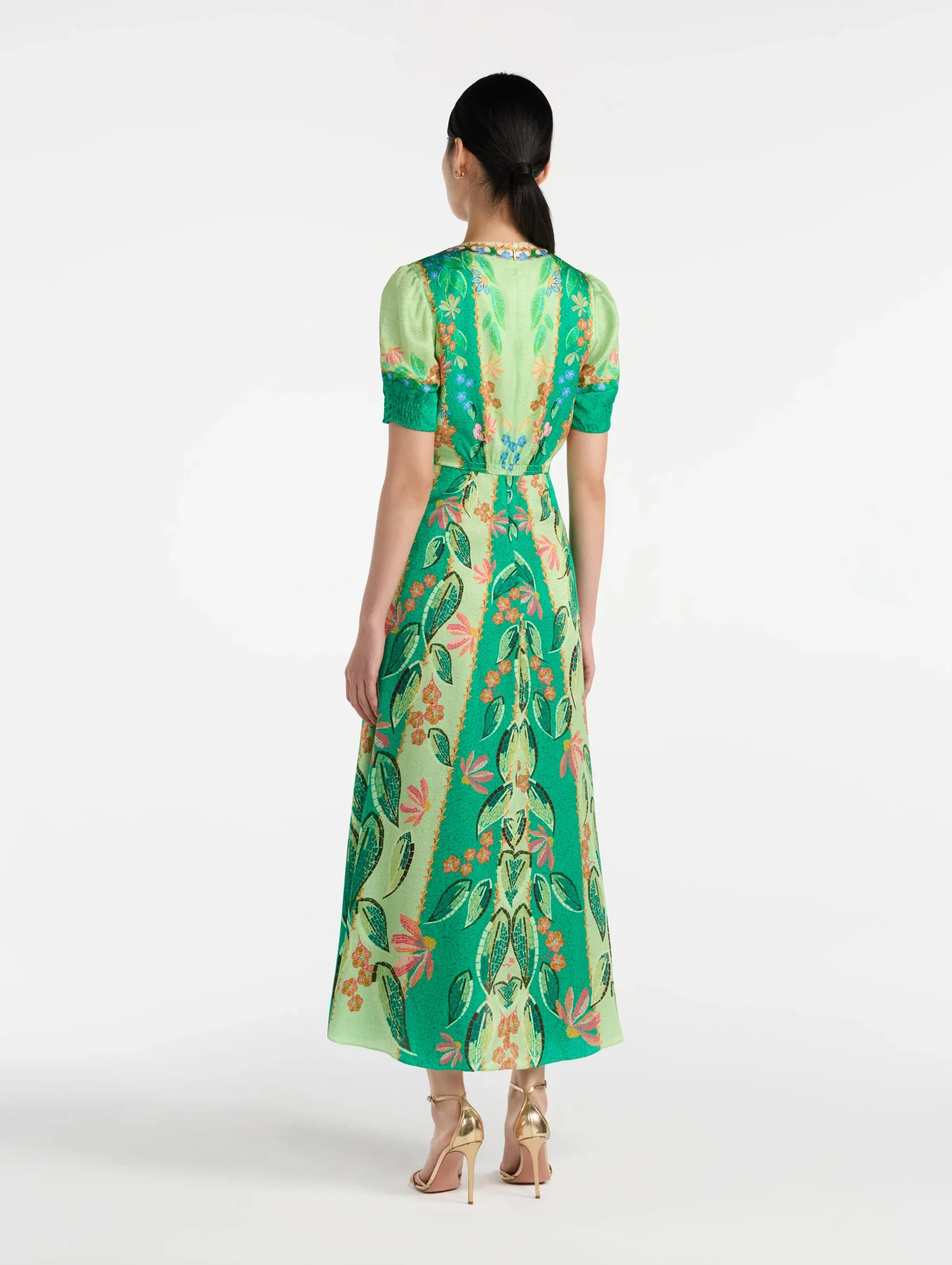 Lea Long Dress in Terrazzo Jade - Image 4