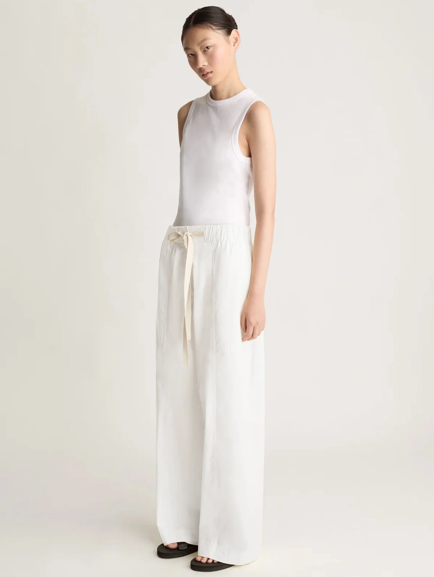 LM Poplin Wide Leg Pant in Natural - Image 3