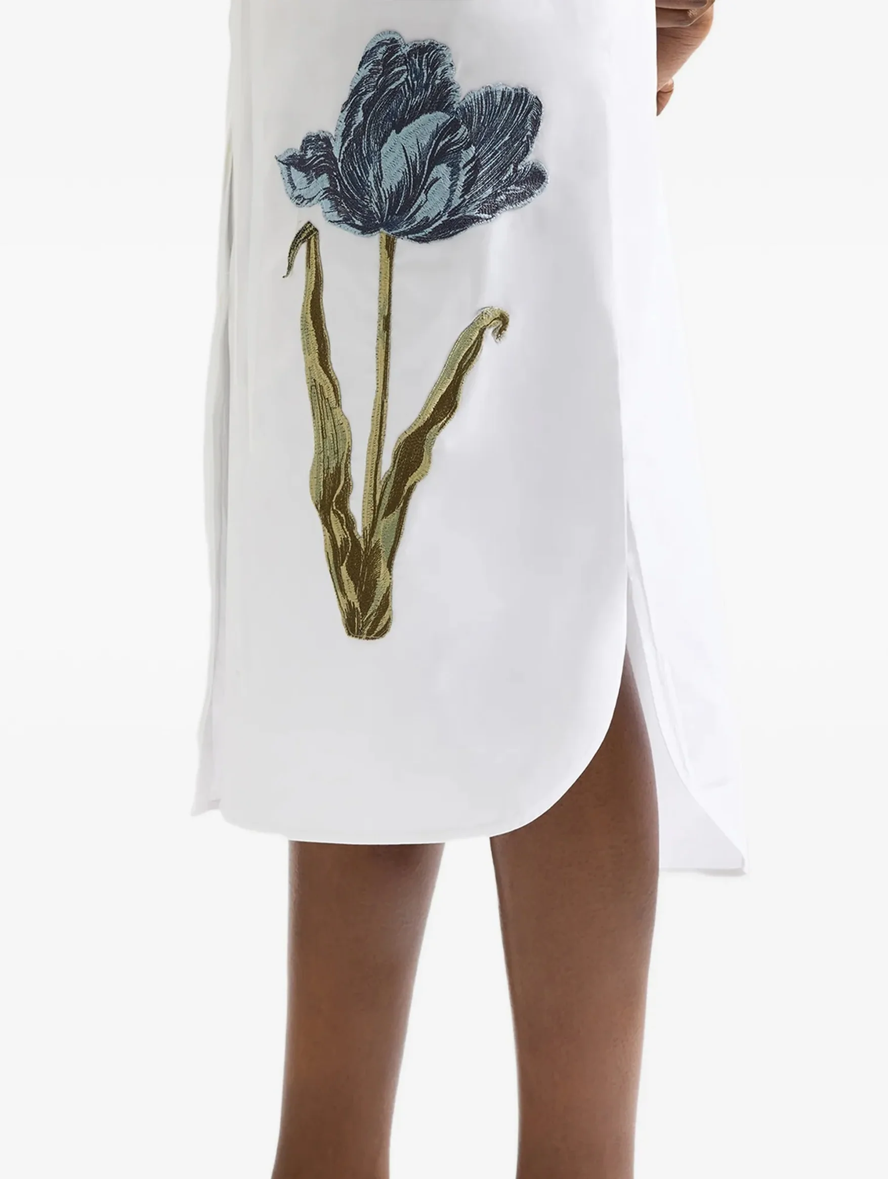 Long Sleeve Shirt Dress in White - Image 4