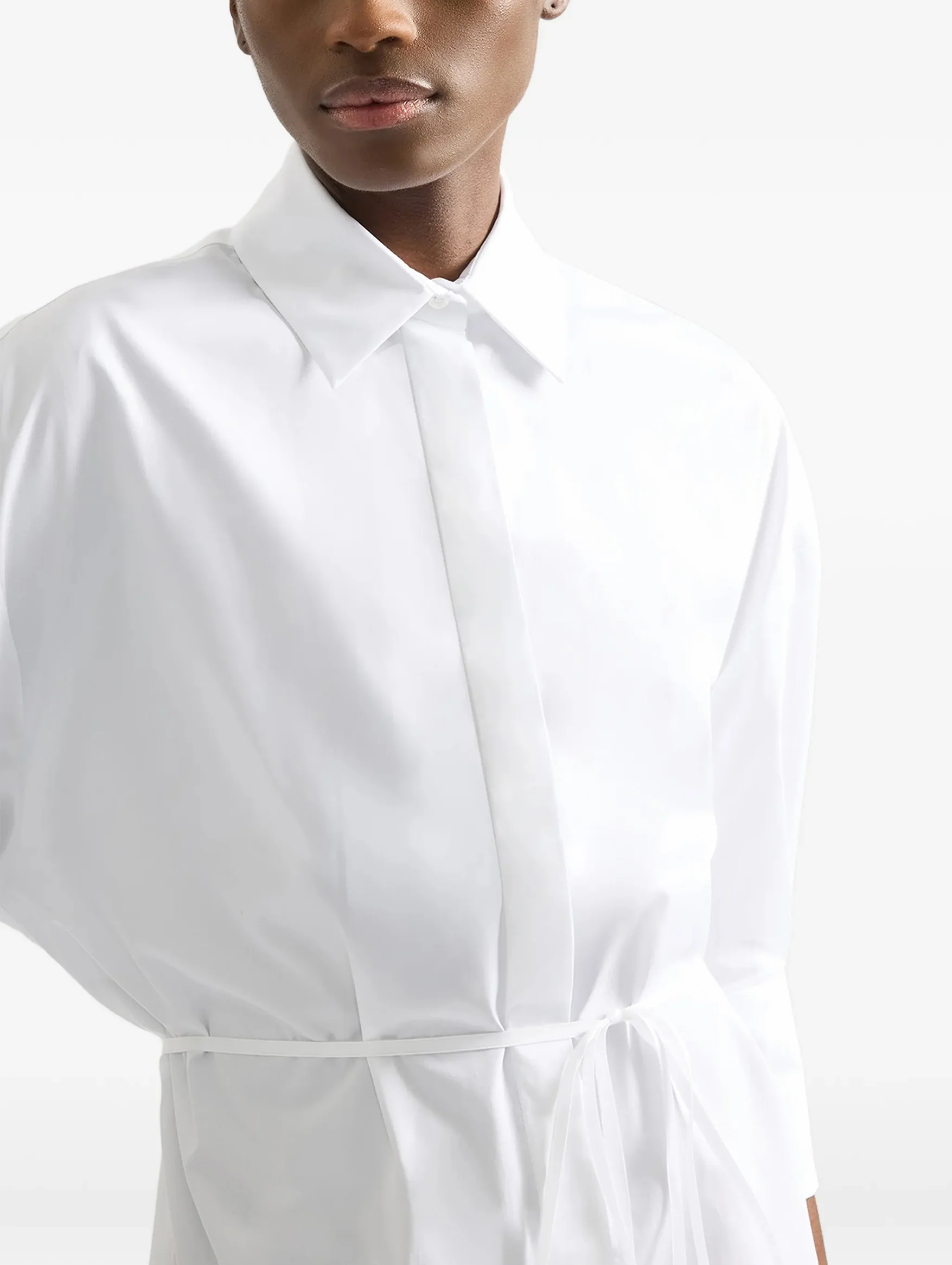 Long Sleeve Shirt Dress in White - Image 5