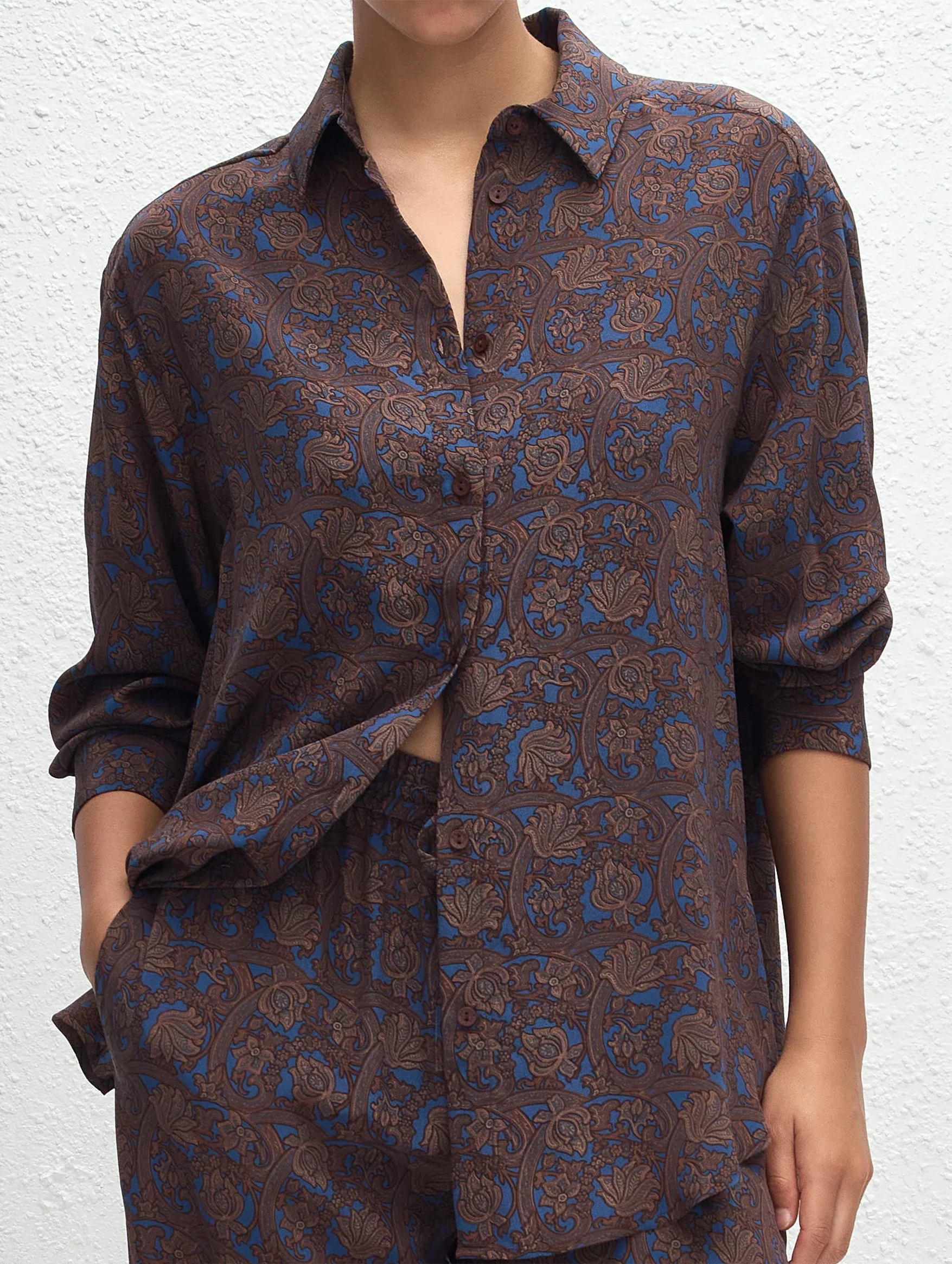 Long Sleeve Silk Shirt in Marrakesh - Image 3