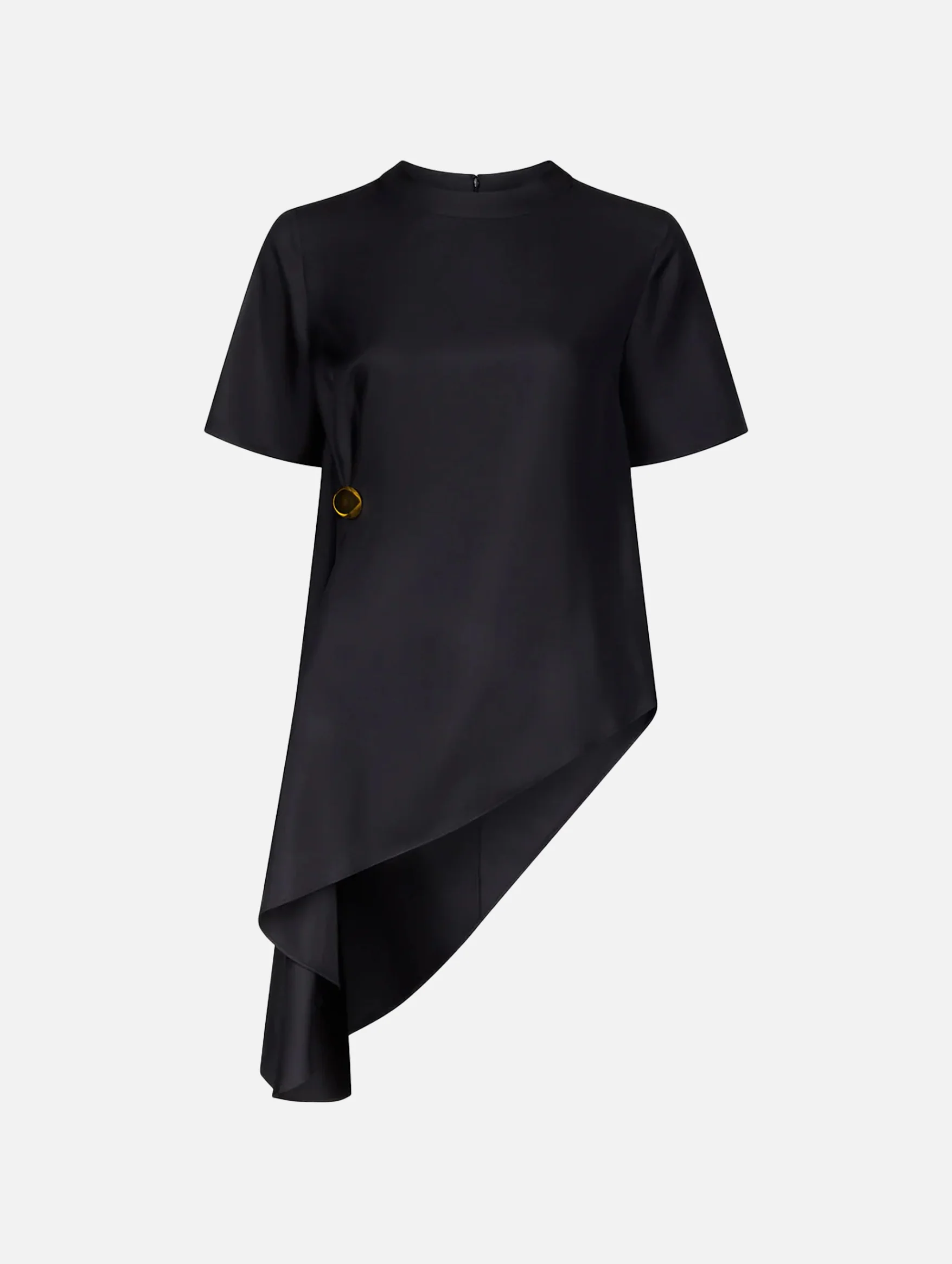 Madea Silk Draped Asymmetric Top in Black