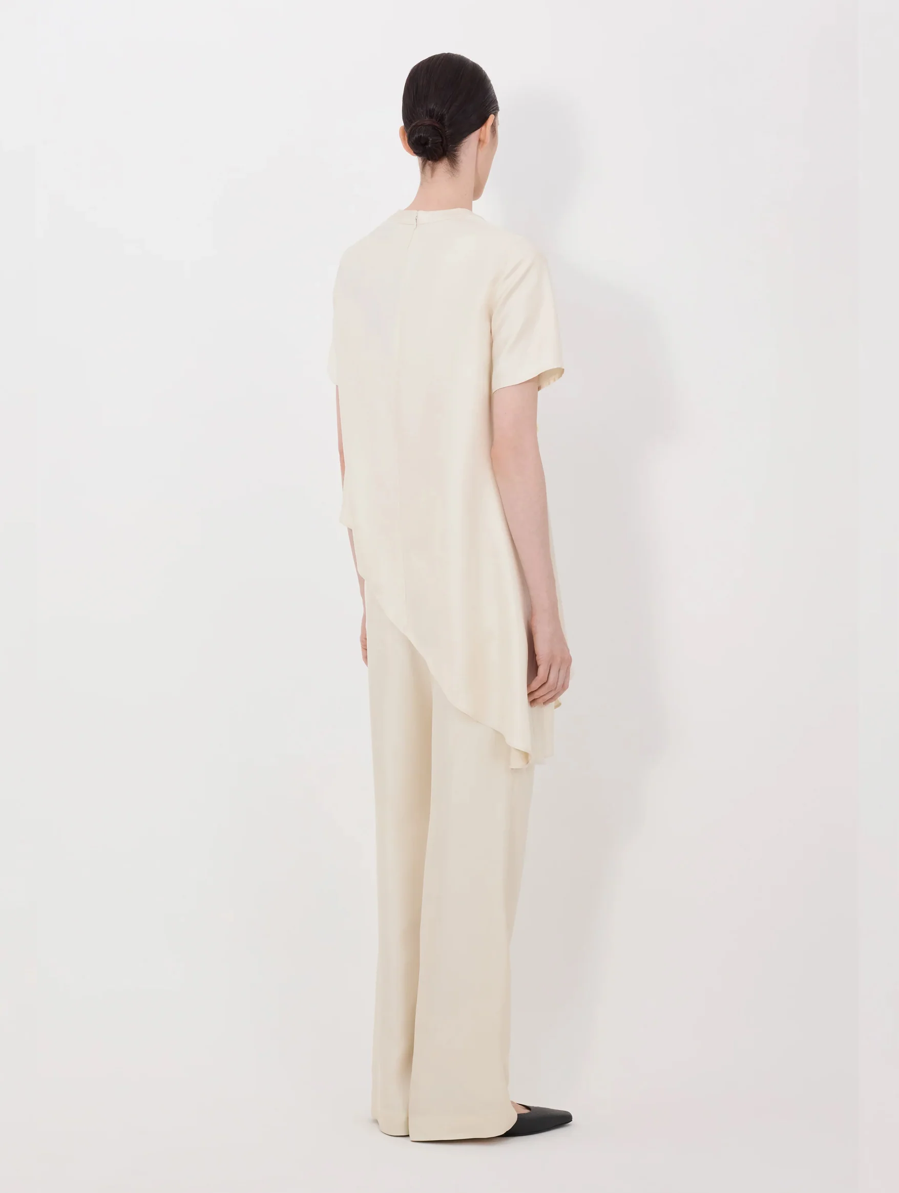 Madea Silk Draped Asymmetric Top in Ivory - Image 5