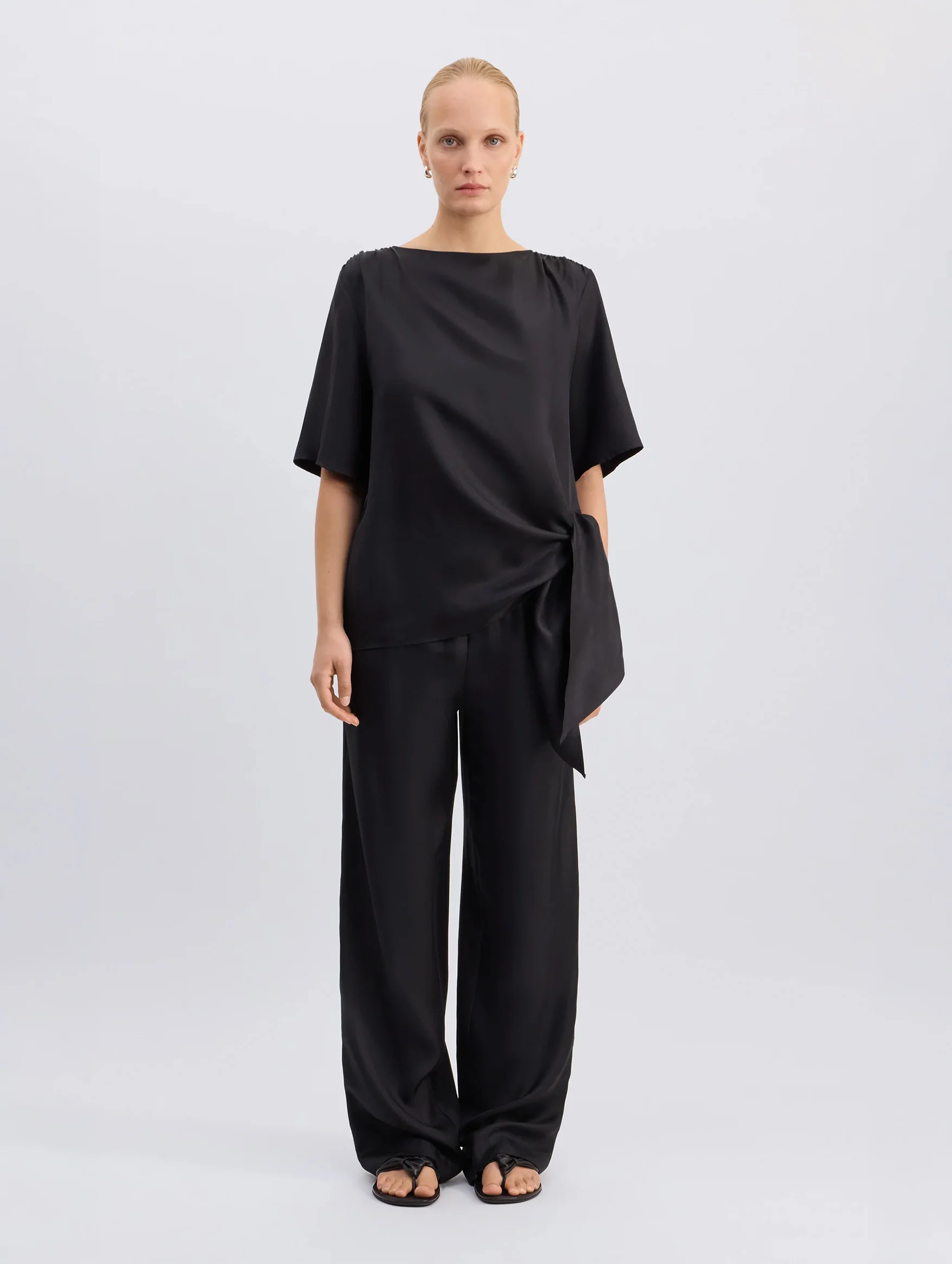 Mano Knotted Blouse in Black - Image 2