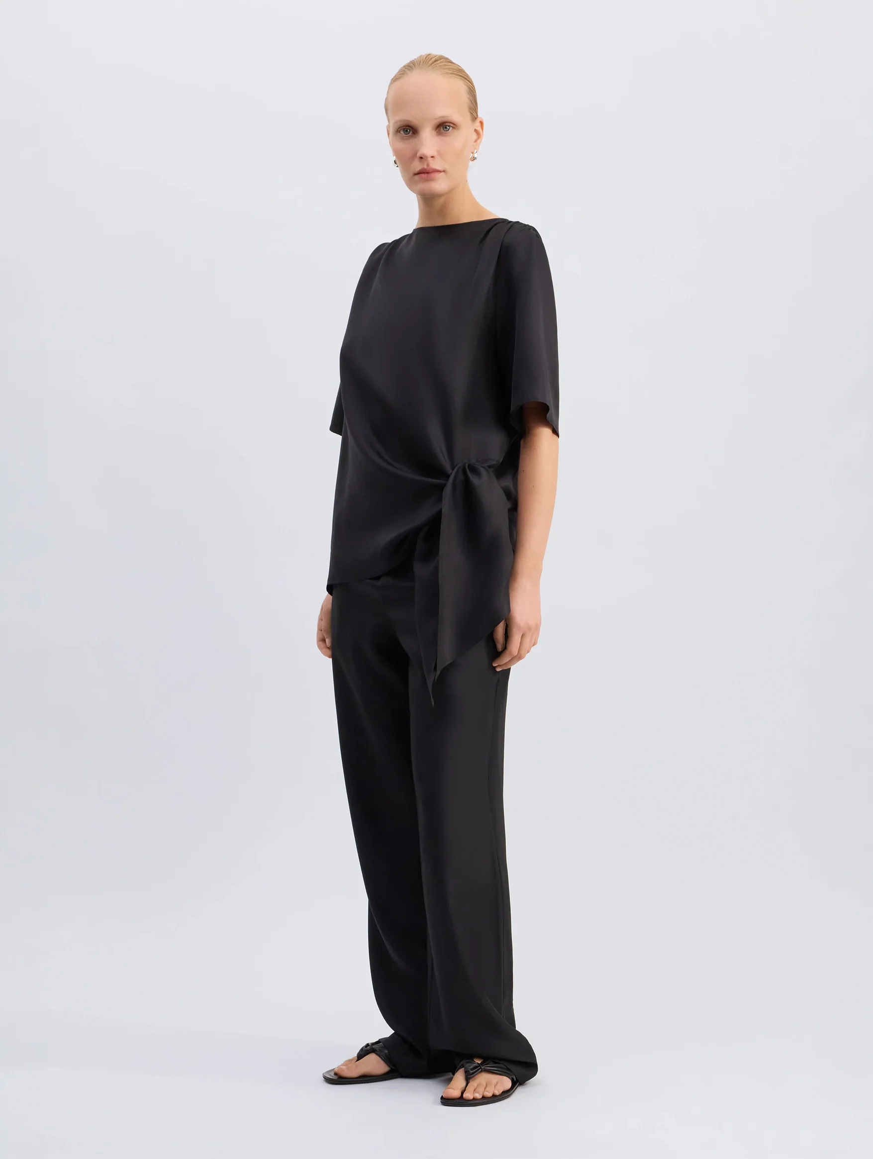 Mano Knotted Blouse in Black - Image 3