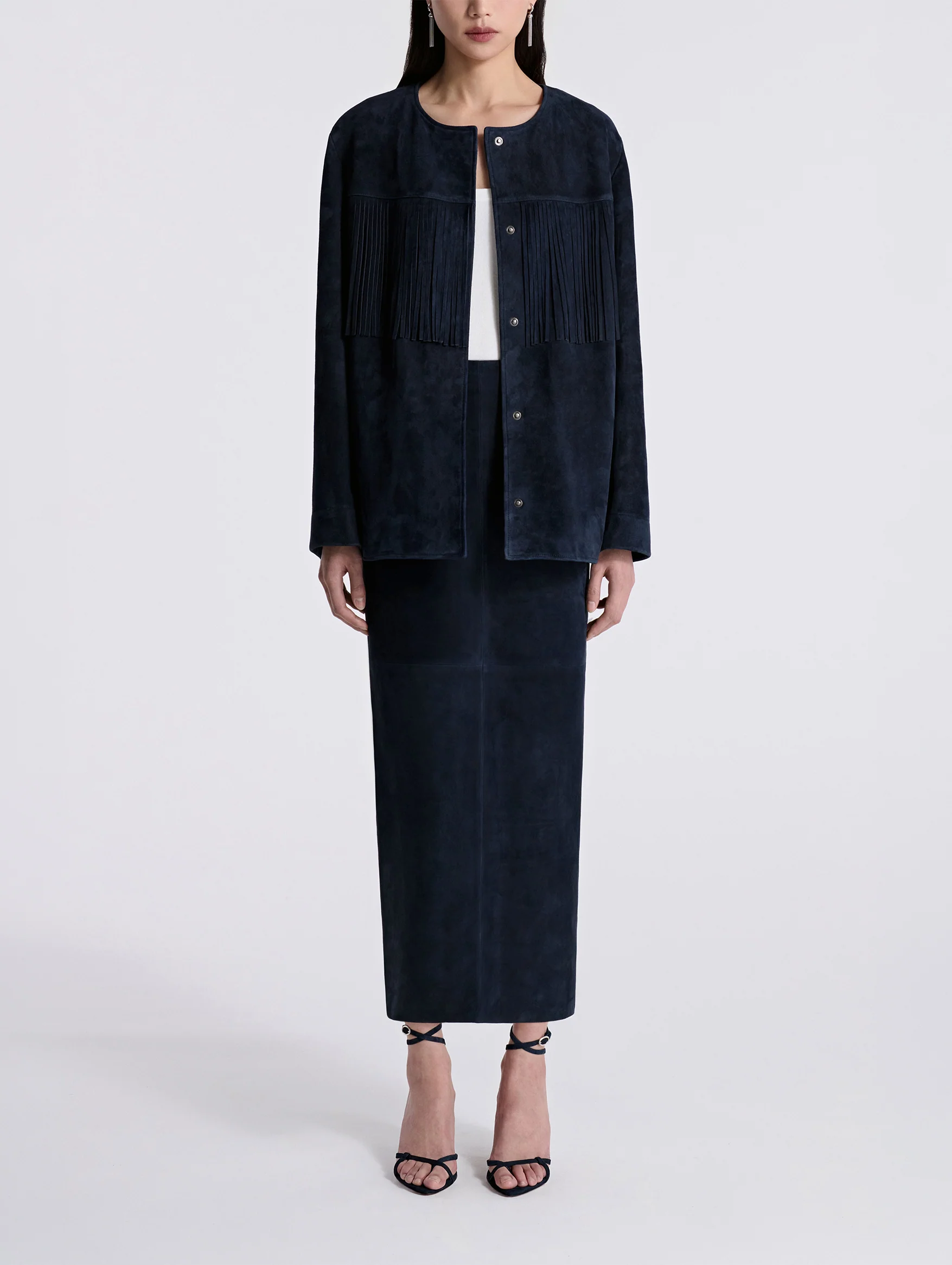 Marfa Suede Jacket in Navy - Image 2