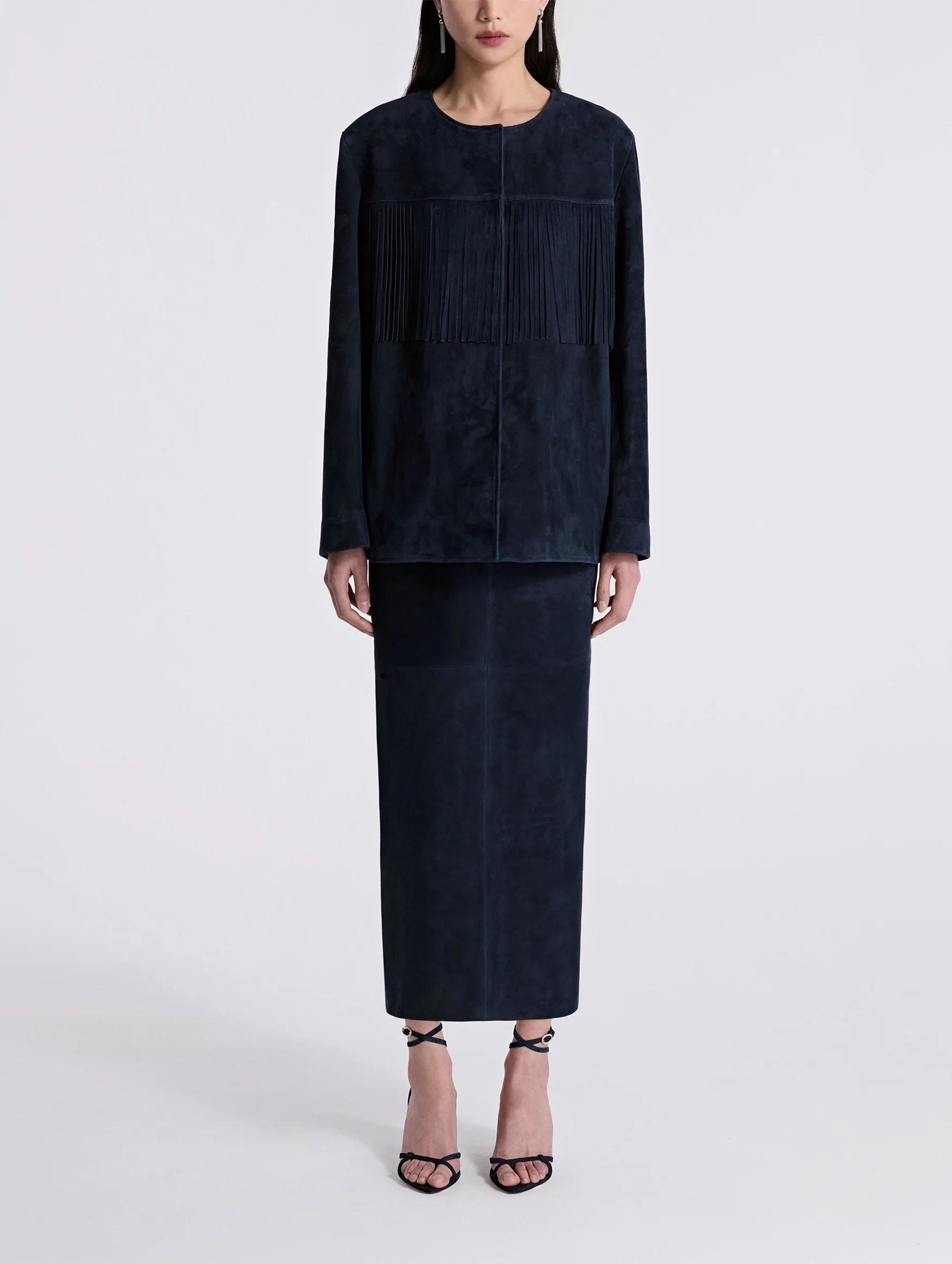 Marfa Suede Jacket in Navy - Image 3
