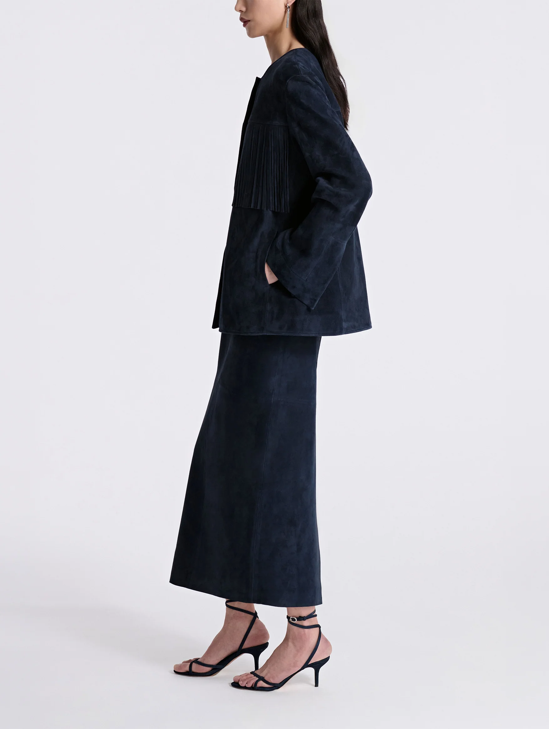 Marfa Suede Jacket in Navy - Image 4