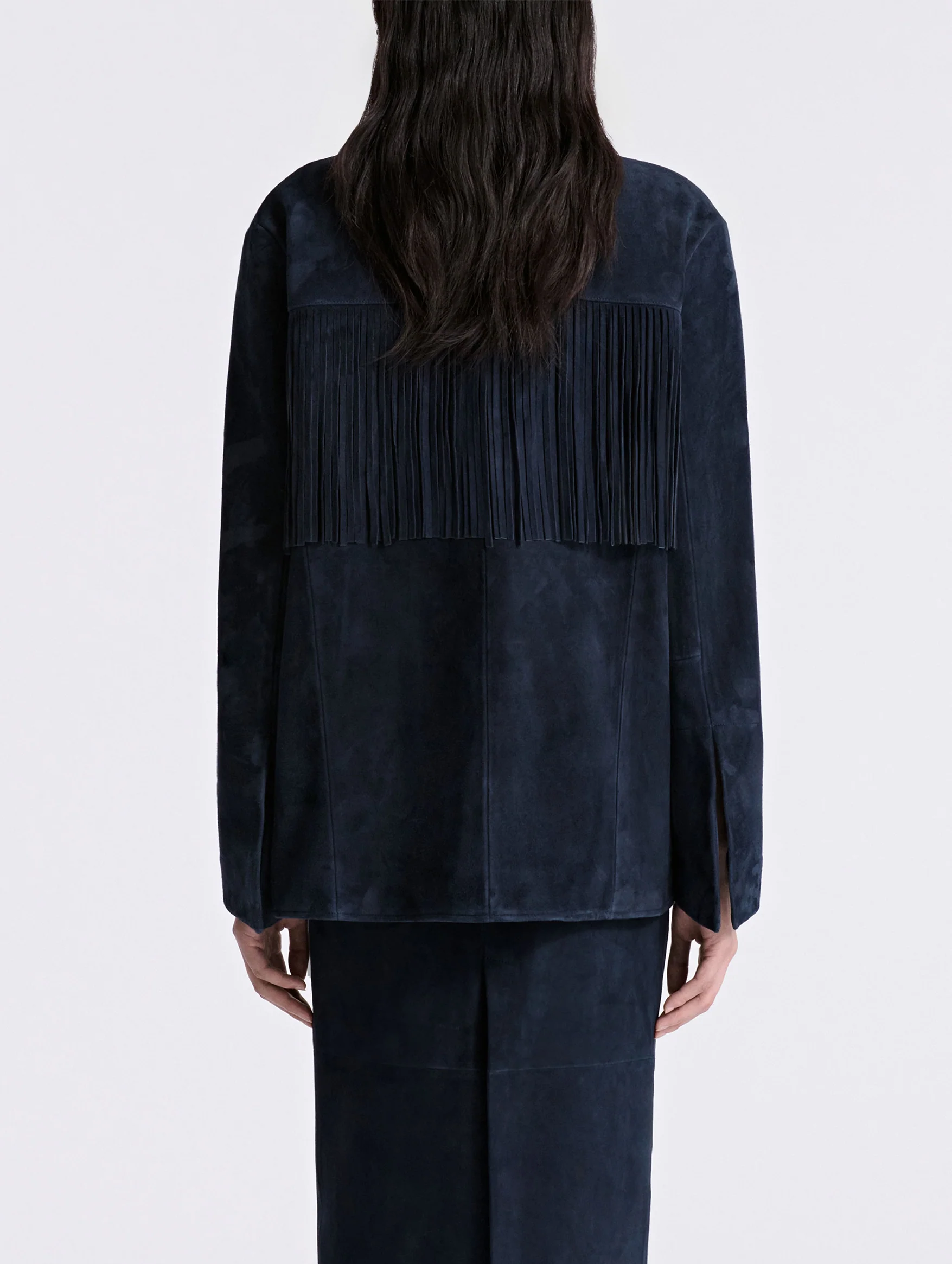 Marfa Suede Jacket in Navy - Image 5