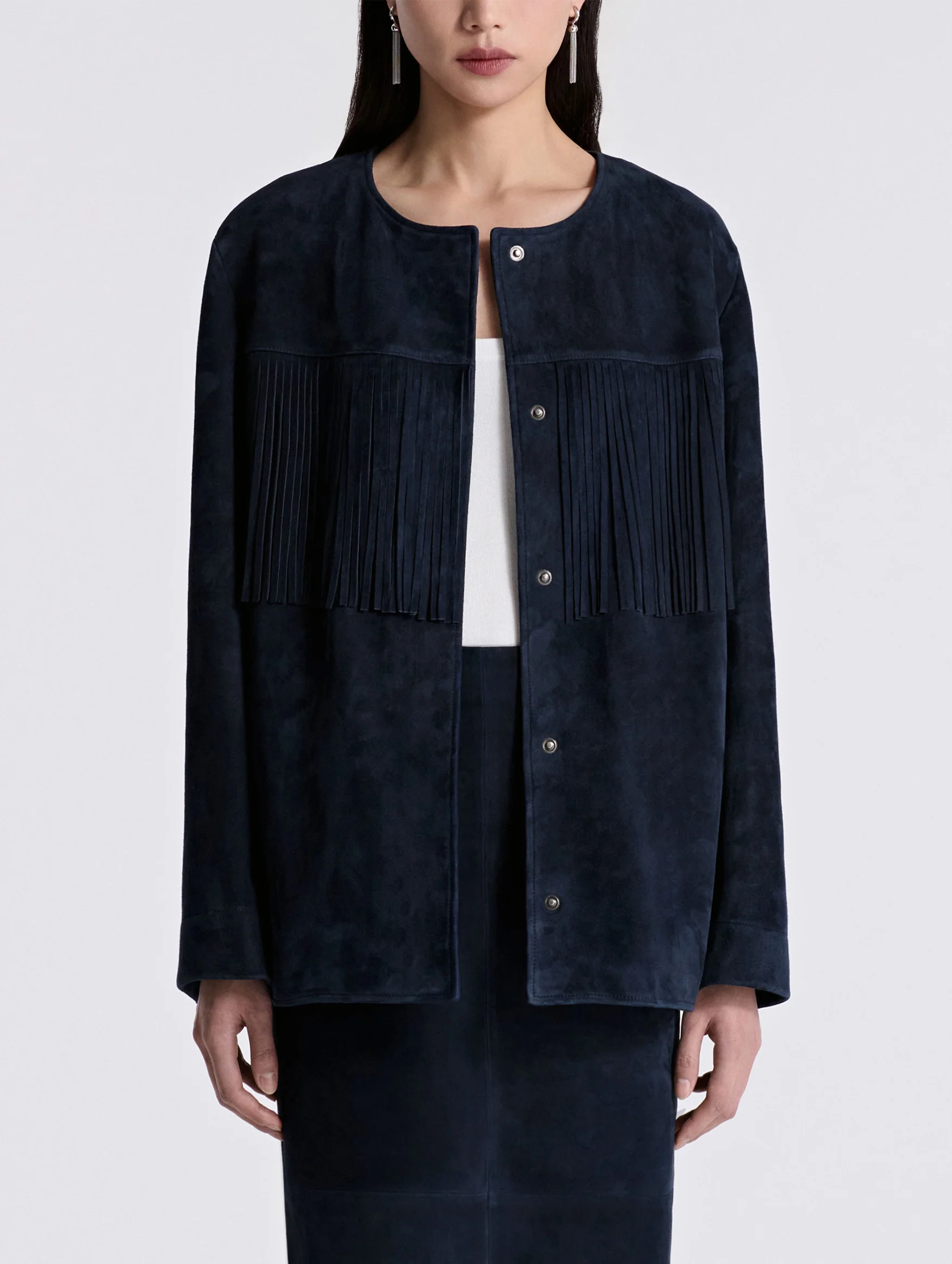 Marfa Suede Jacket in Navy - Image 6