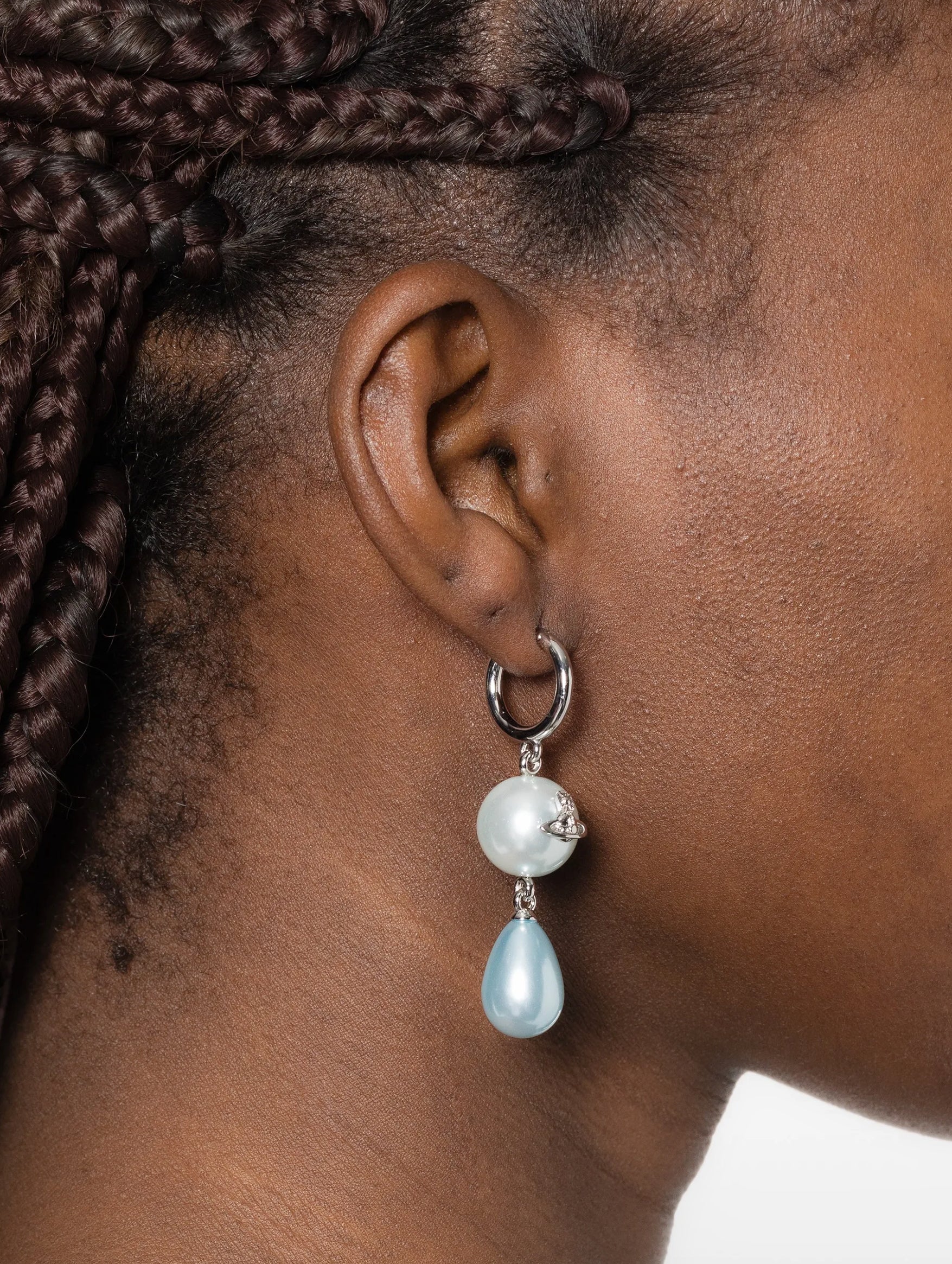 Martha Earrings in Platinum Light Blue Pearl - Image 2