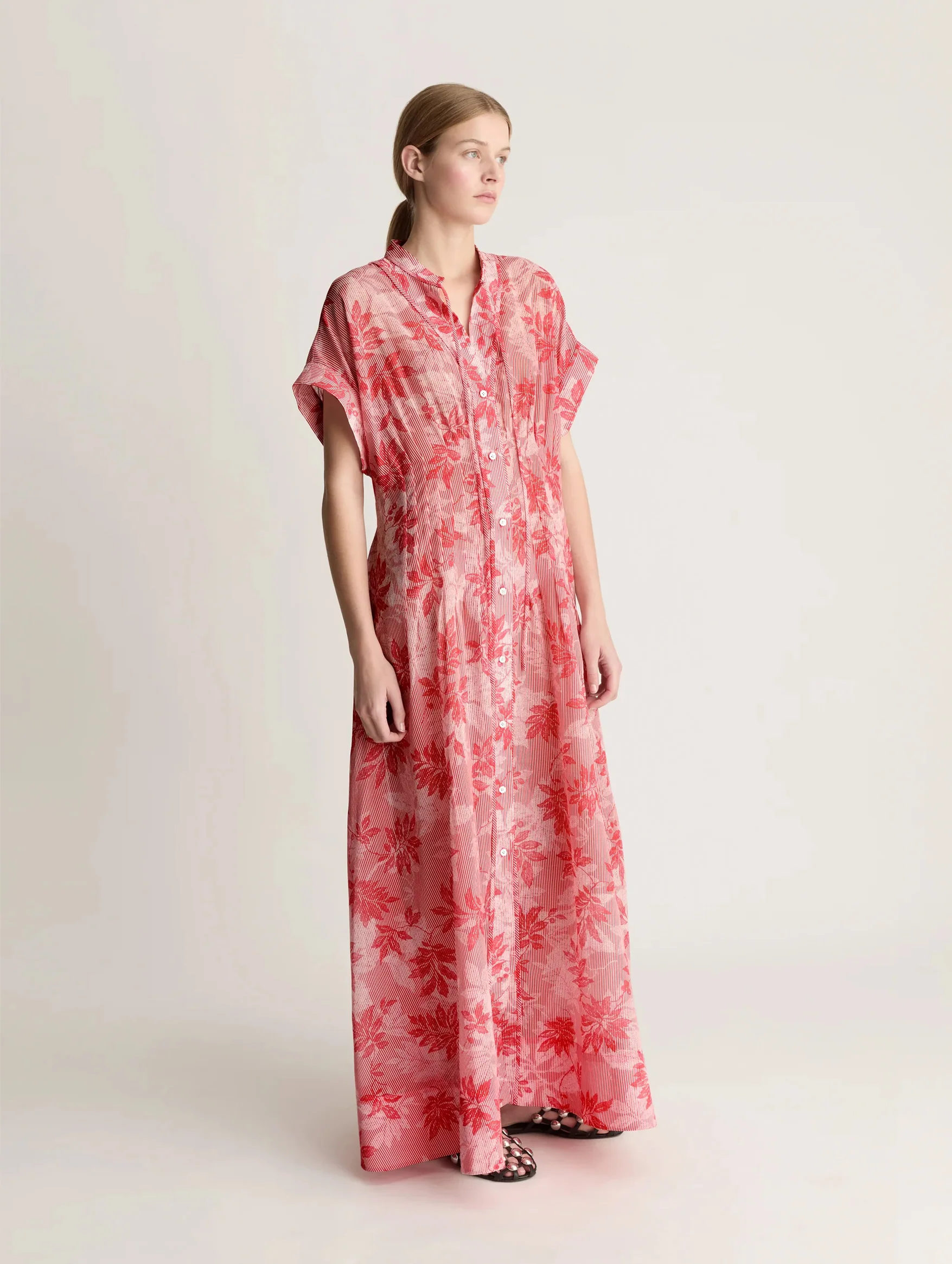 Meredith Cotton Dress in Raspberry - Image 3
