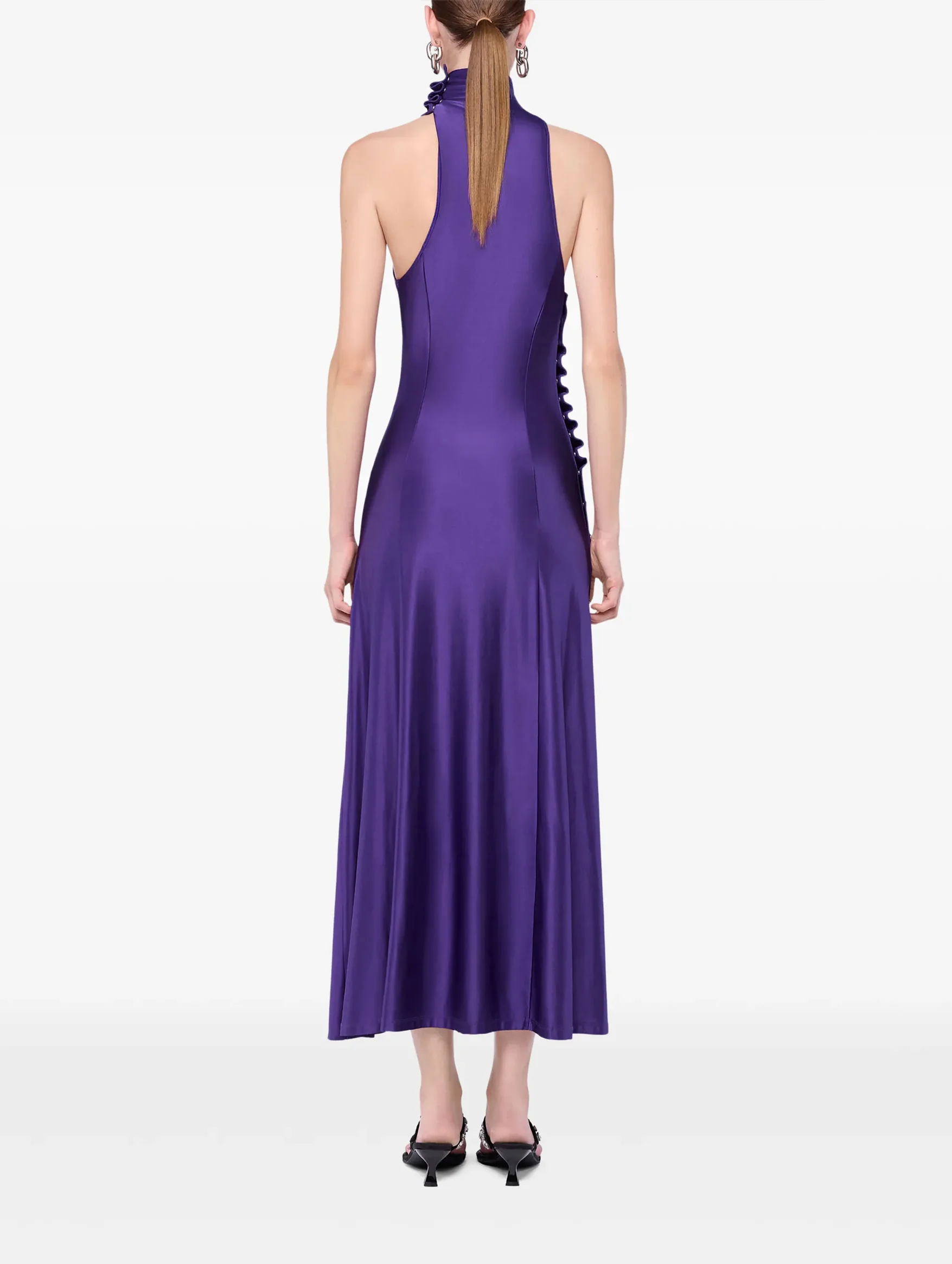 Midi Draped Jersey Dress in Violet - Image 6