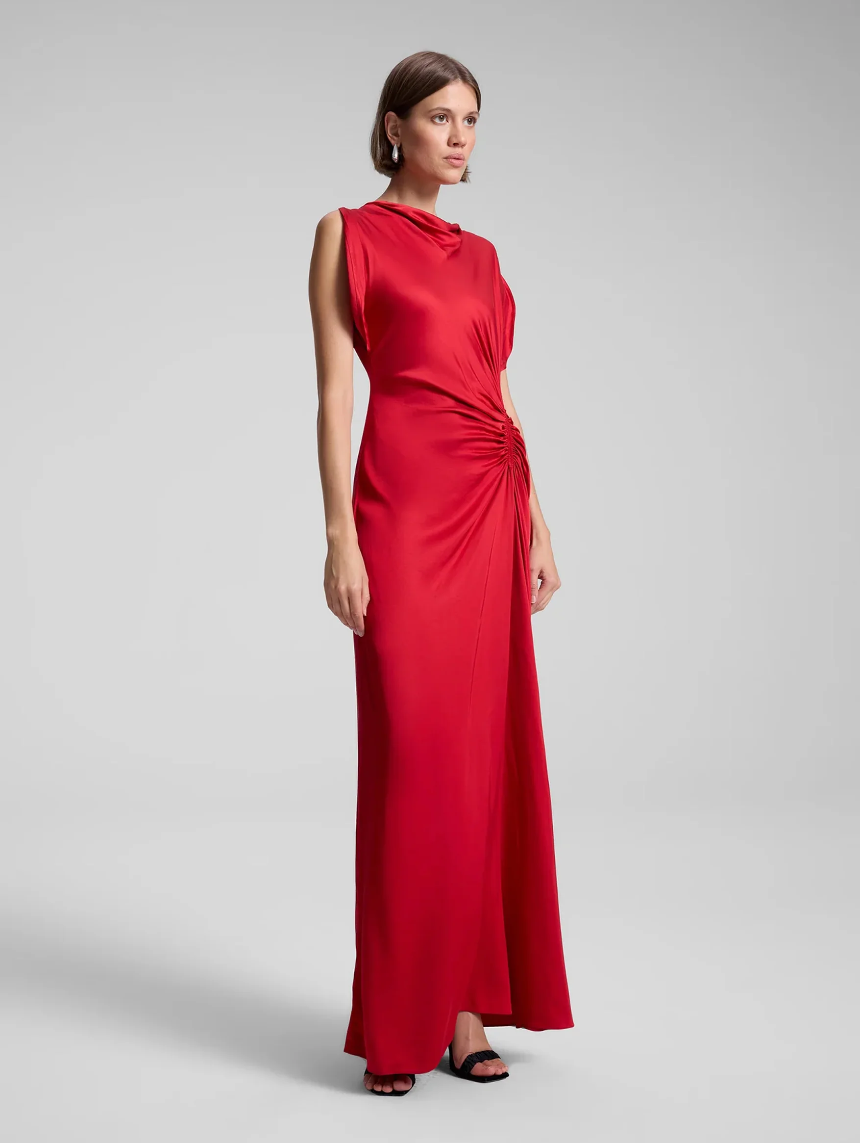 Nadia Satin Gown in Really Red - Image 4
