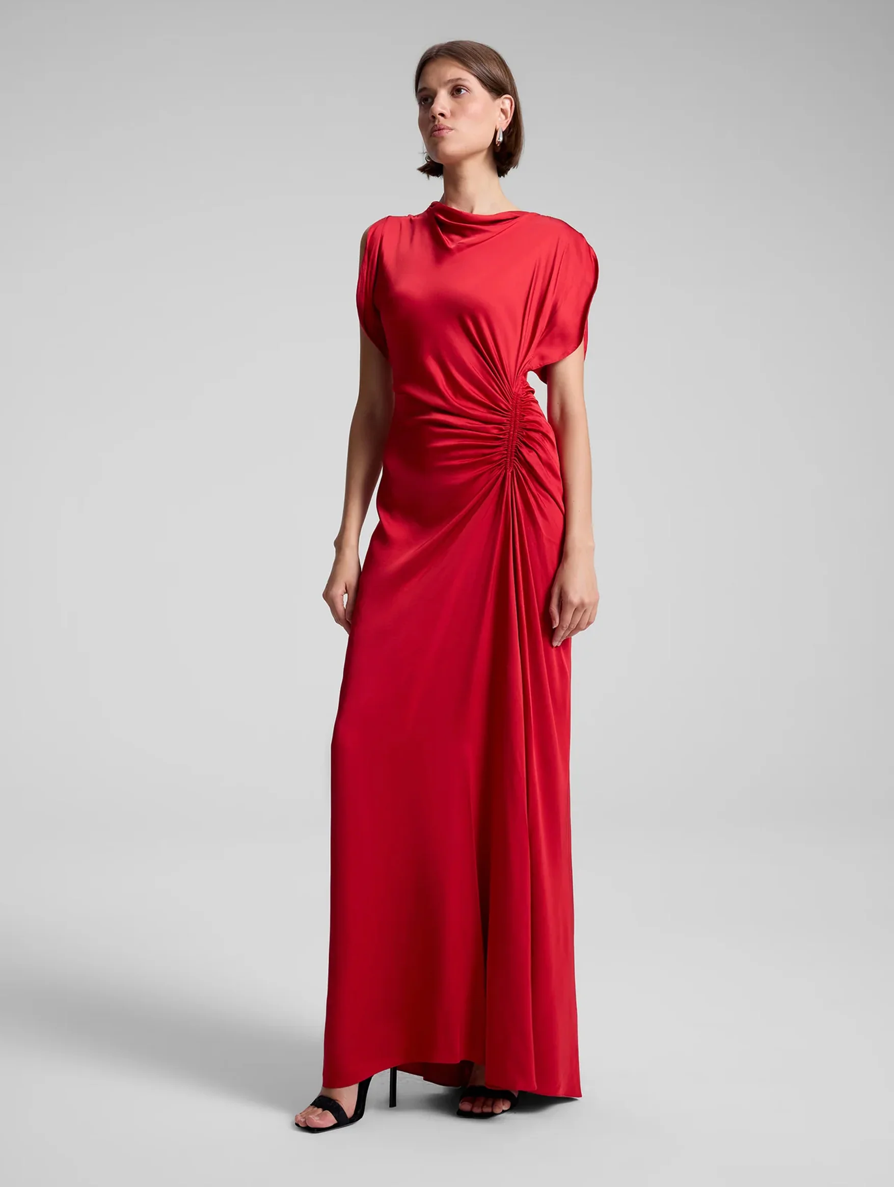 Nadia Satin Gown in Really Red - Image 5