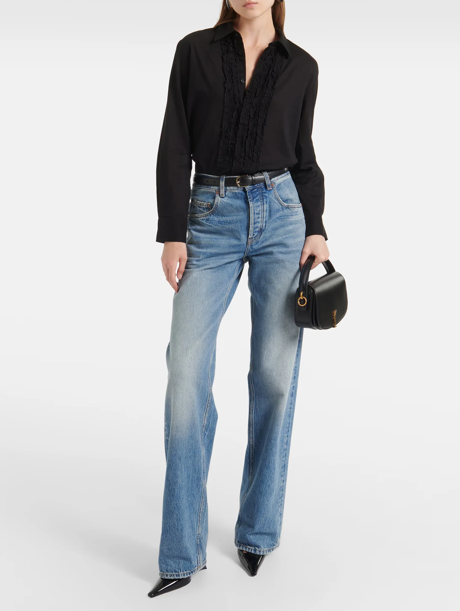 Nathael Ruffle Shirt in Black - Image 2