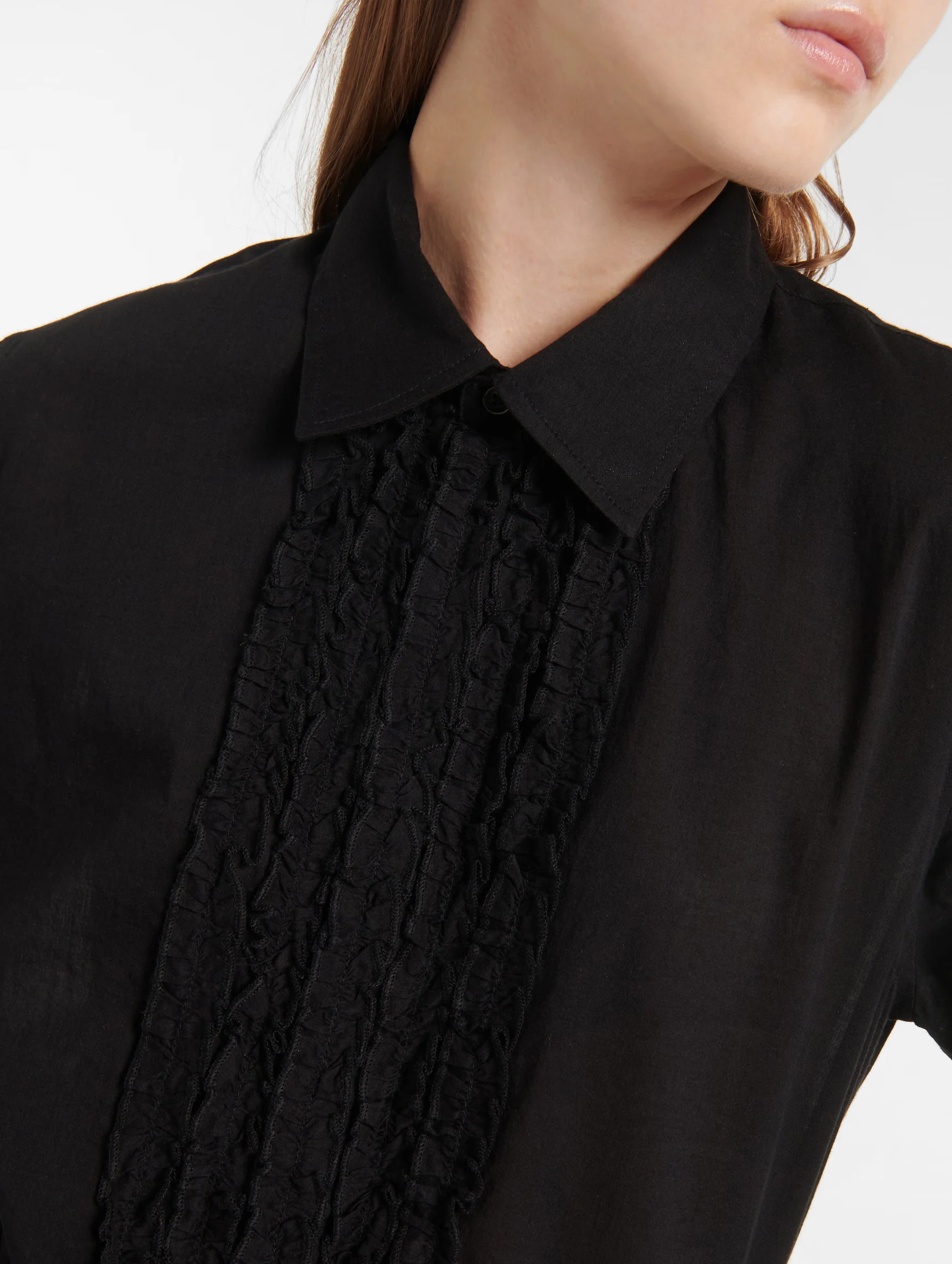 Nathael Ruffle Shirt in Black - Image 4