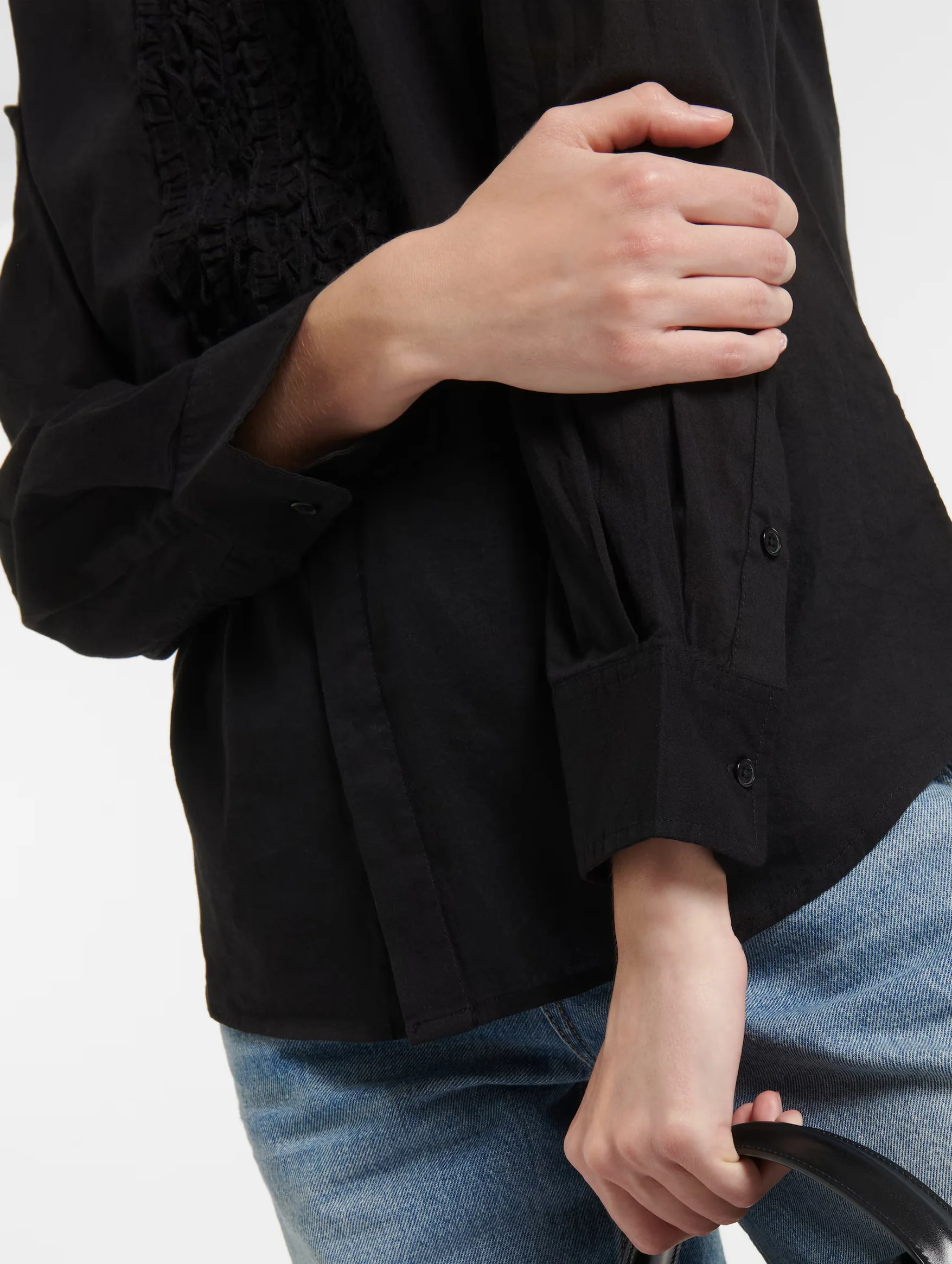 Nathael Ruffle Shirt in Black - Image 5