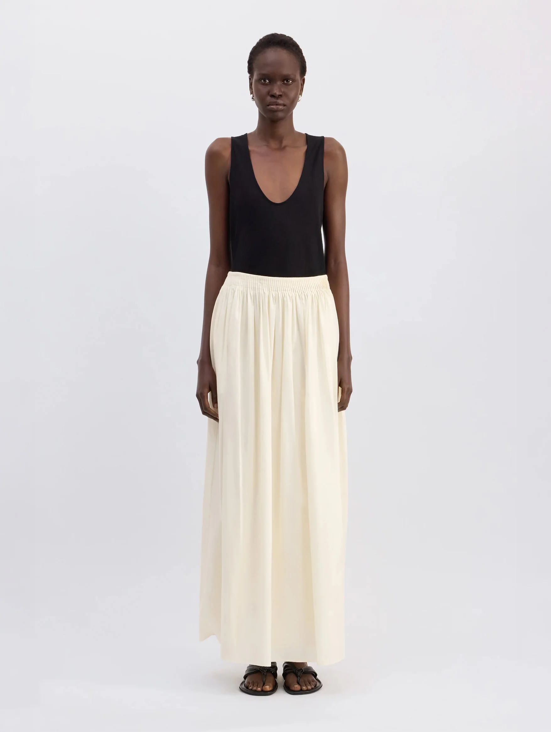 Naya Gathered Skirt in White - Image 2