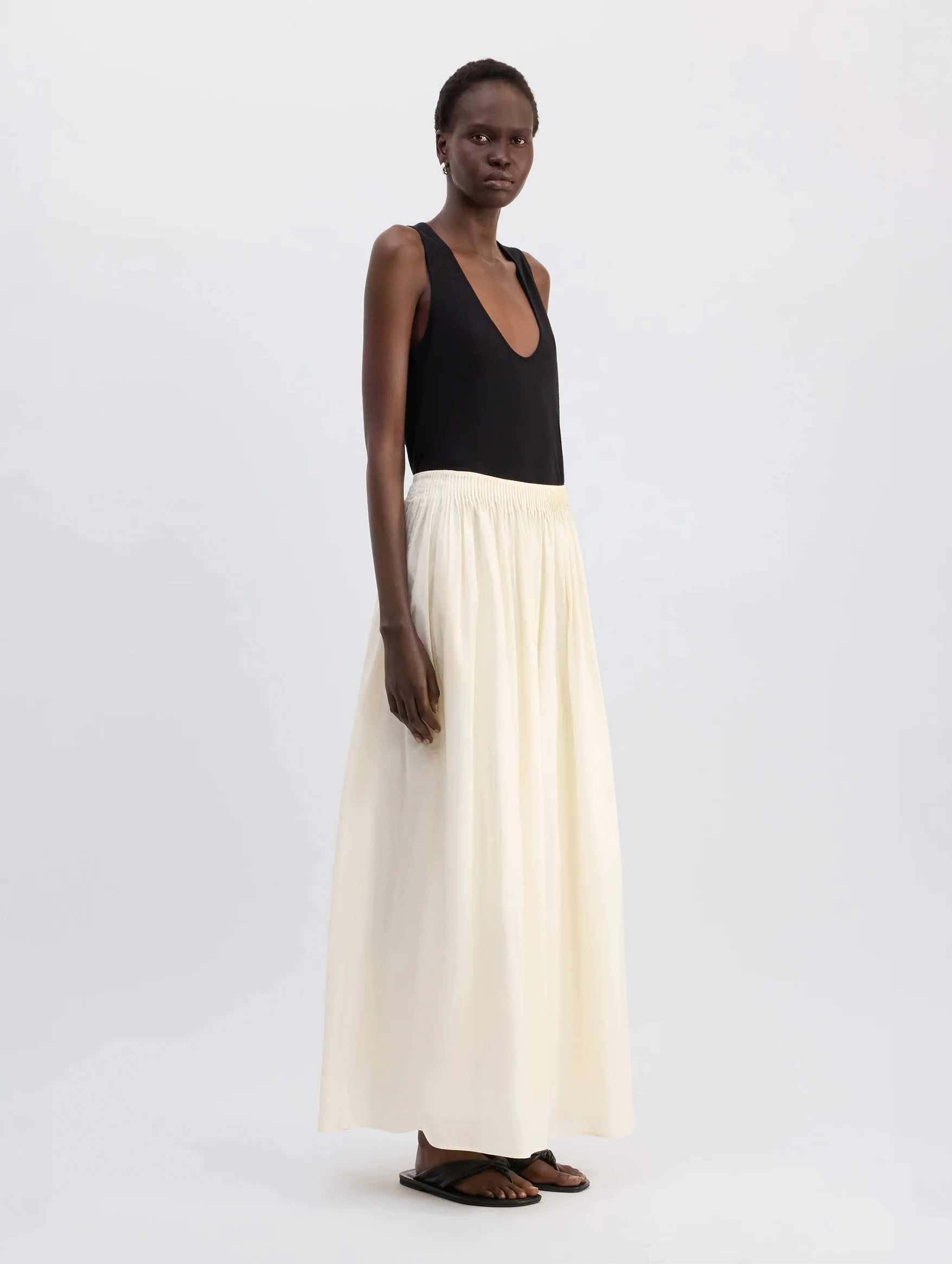 Naya Gathered Skirt in White - Image 3