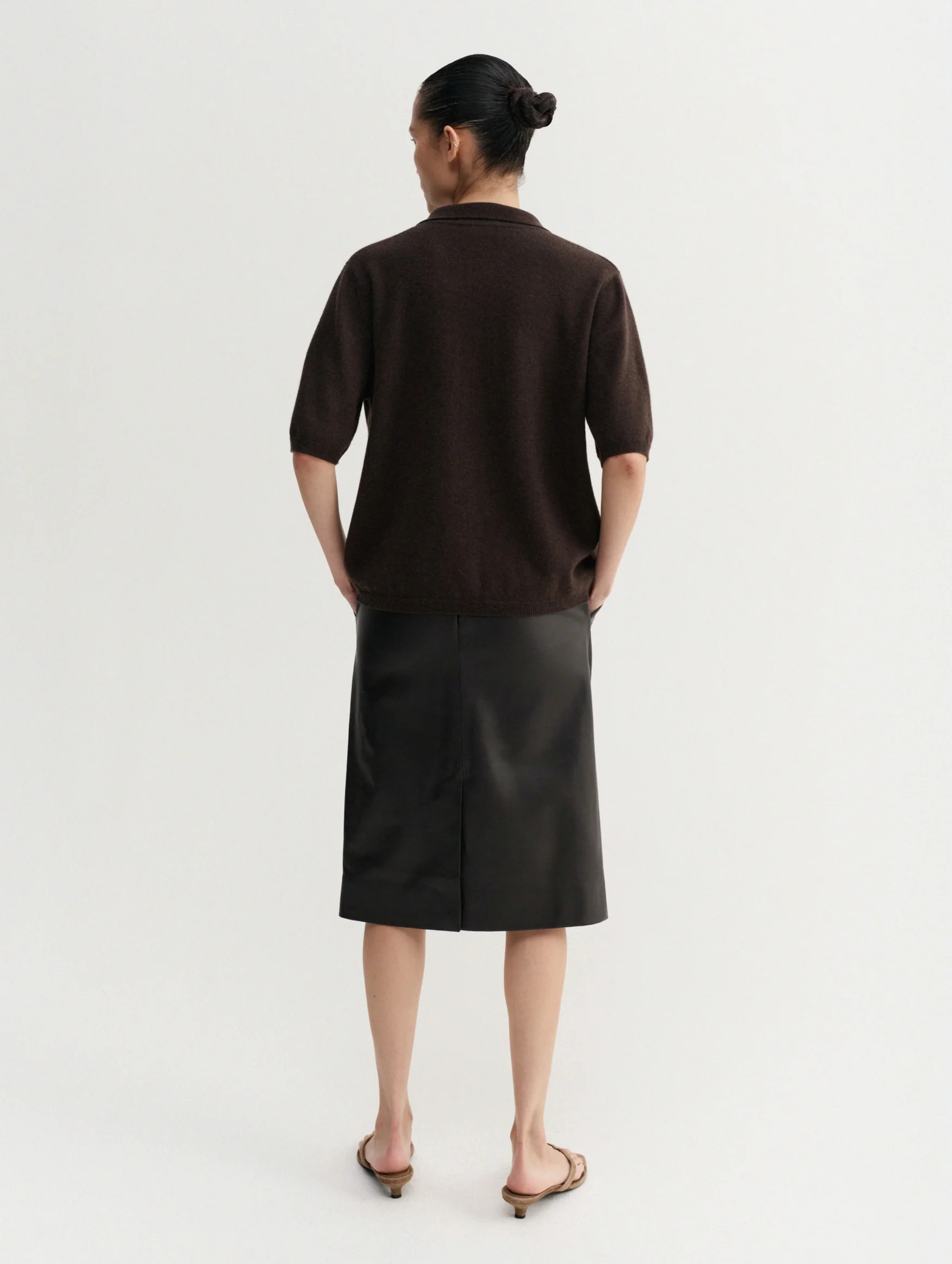 Nessa Polo T-shirt in Chocolate - Image 3
