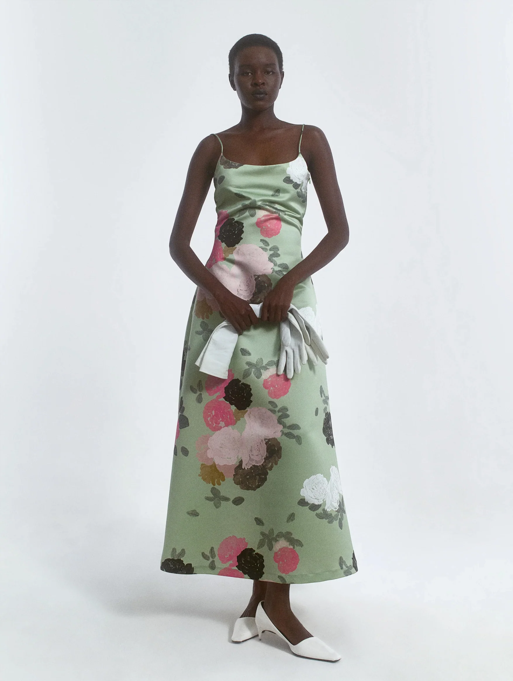 Nicole Dress in Auscot Rose Sage Green - Image 3