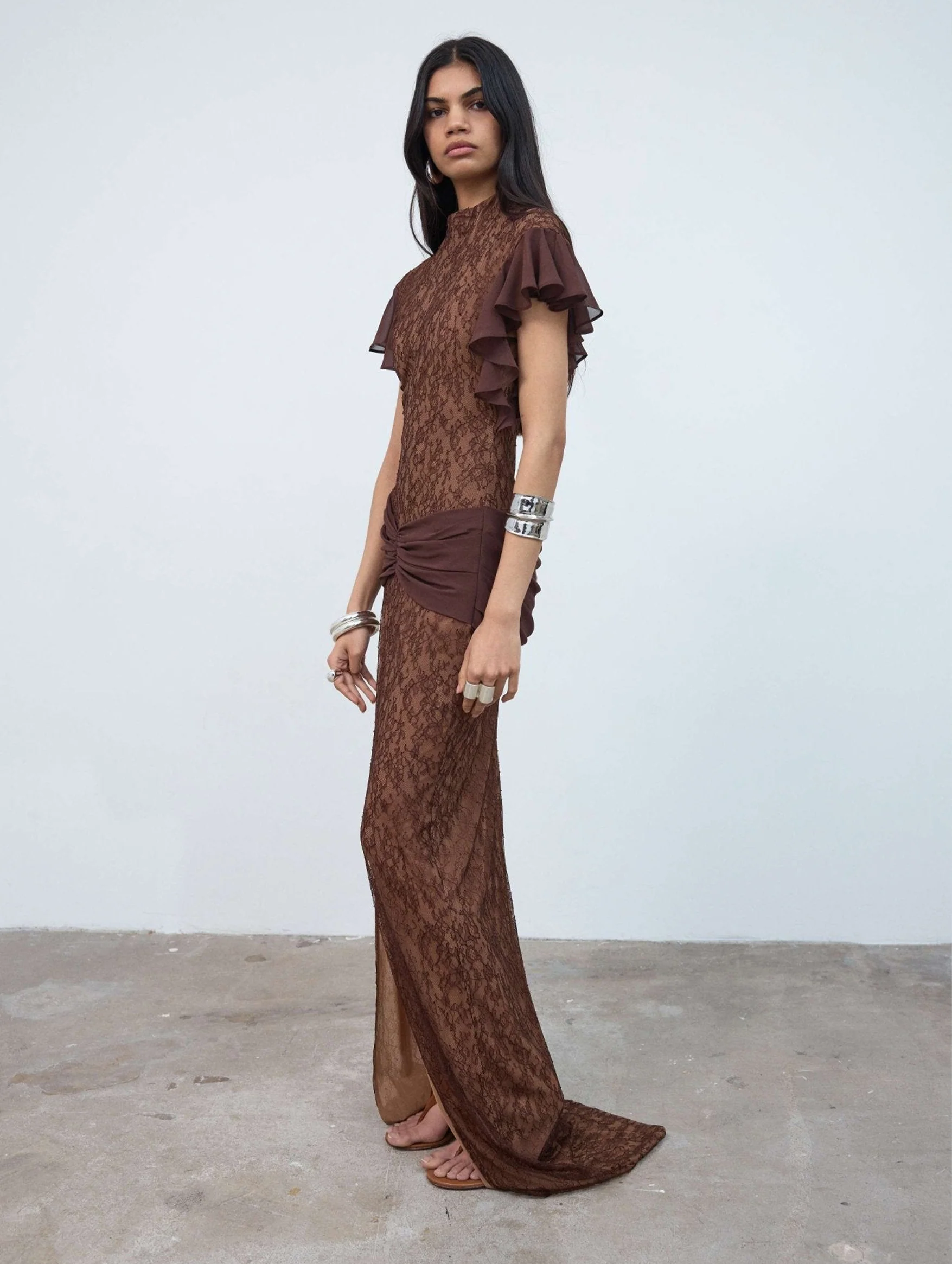 Noor Lace Maxi Dress In Brown - Image 4