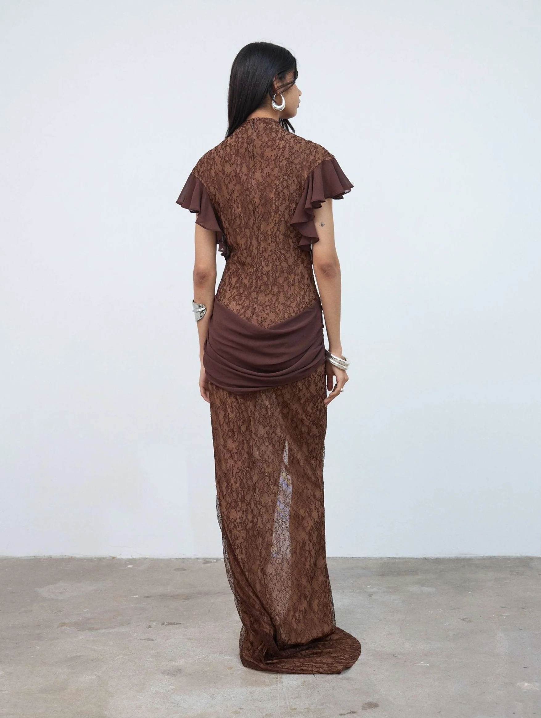 Noor Lace Maxi Dress In Brown - Image 5