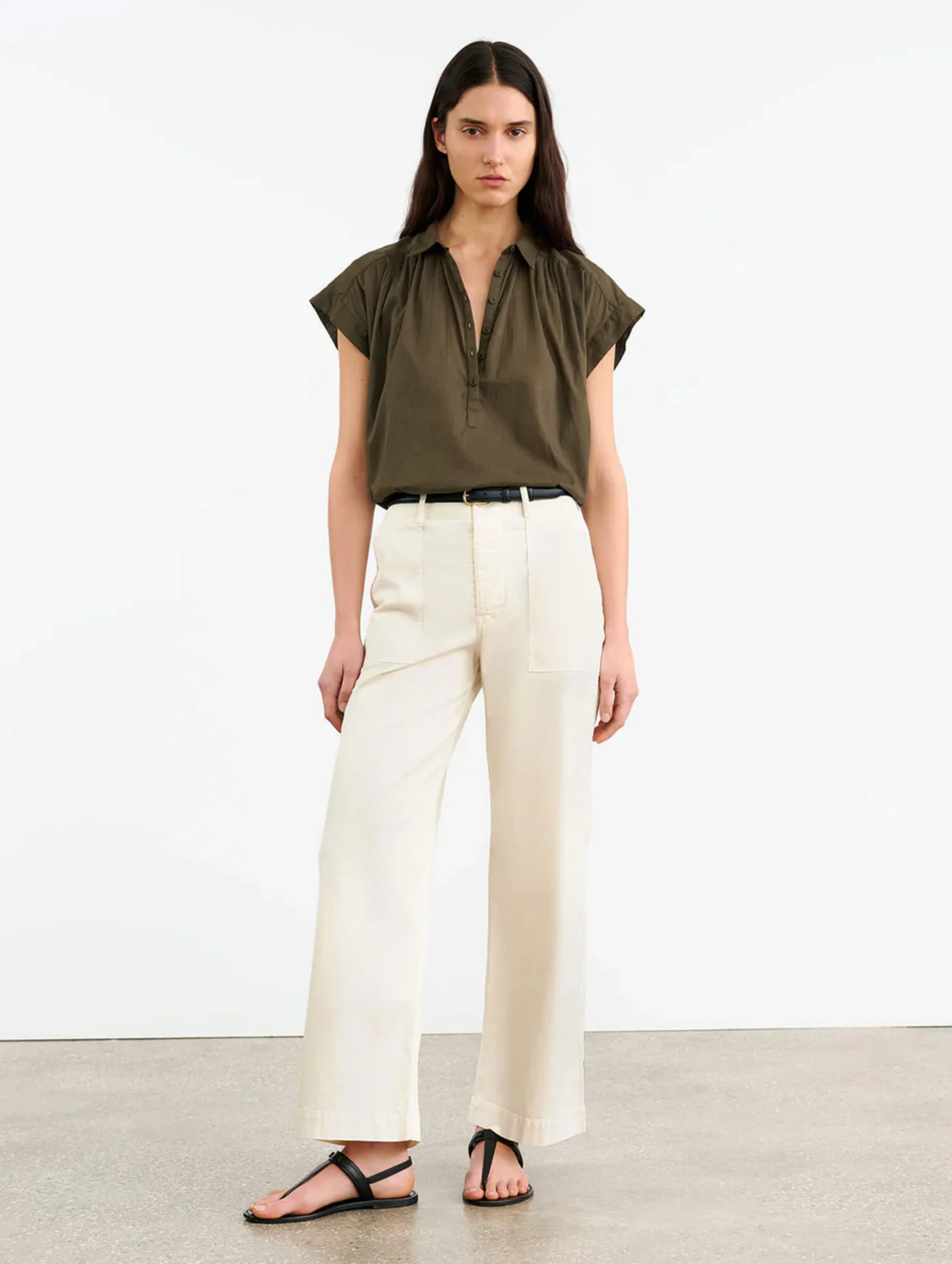 Normandy Cotton Blouse in Olive - Image 2