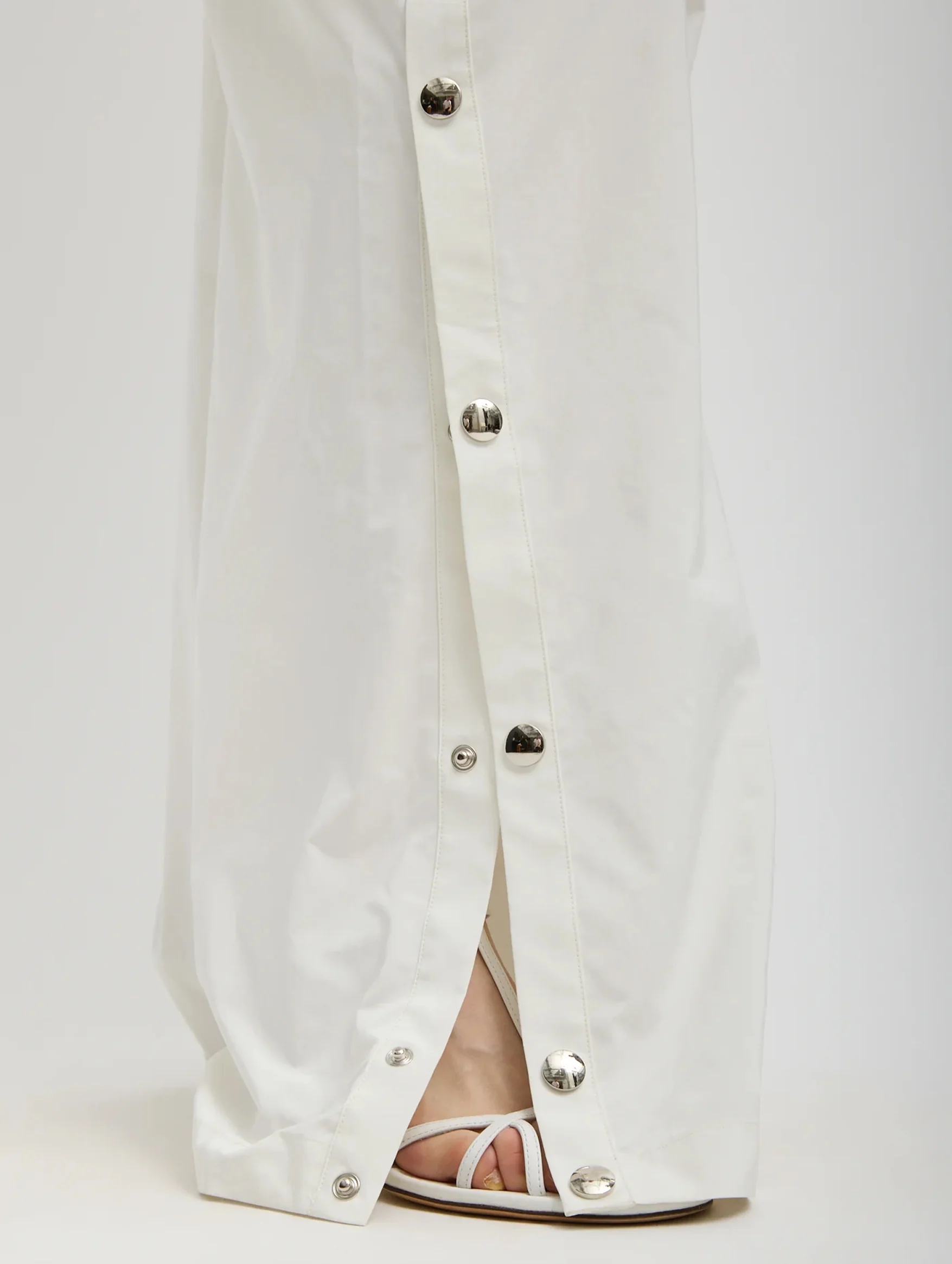 Nylon Snap Pull On Short Jogger in White - Image 2