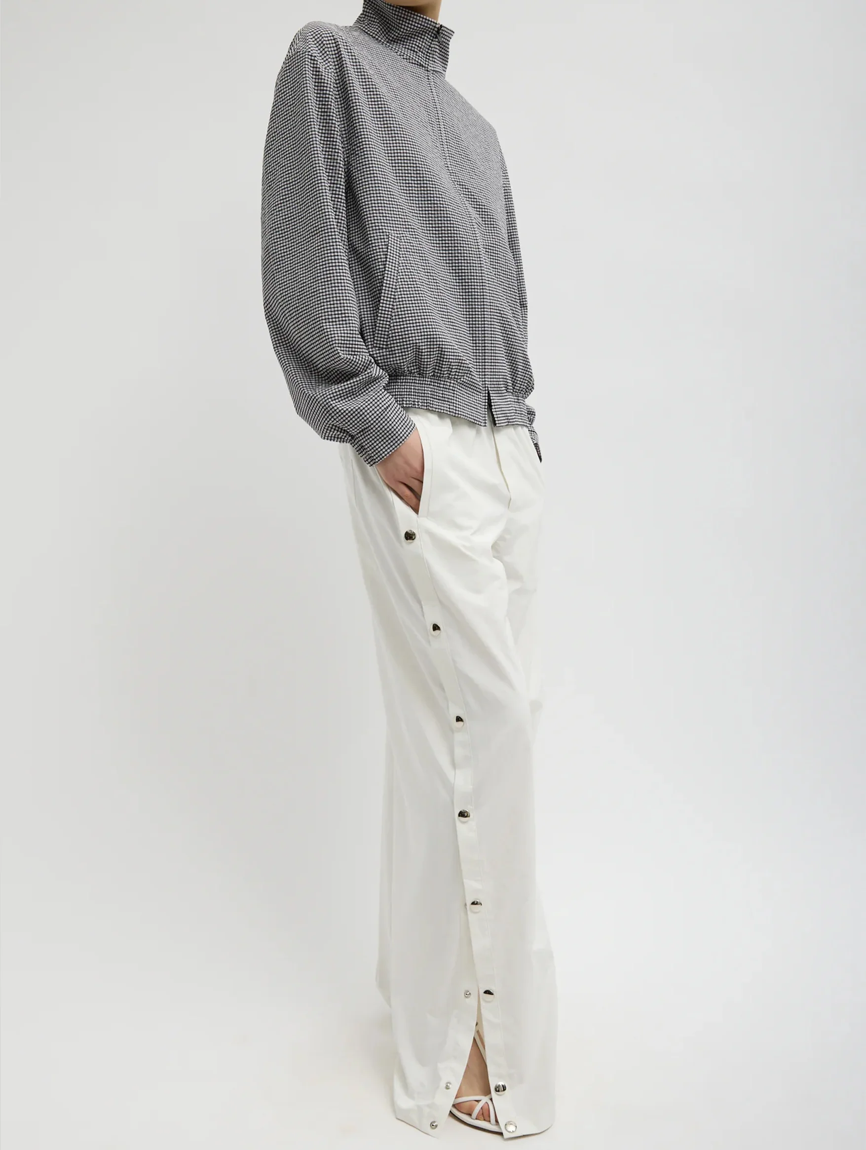 Nylon Snap Pull On Short Jogger in White - Image 5