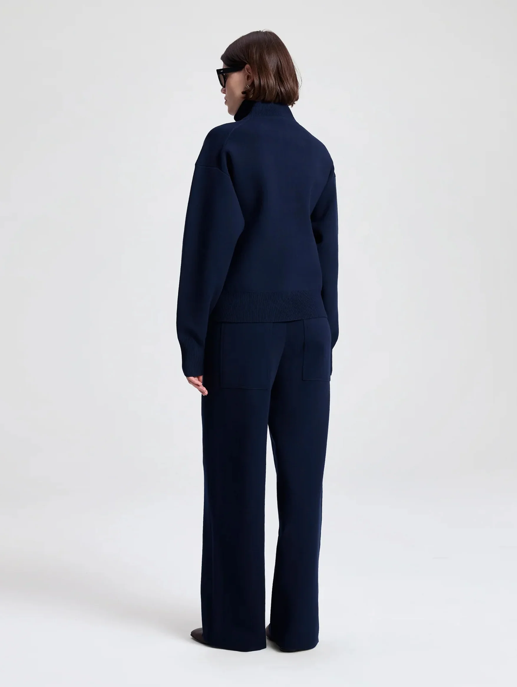Oliver Zip Knit Cardigan in Navy - Image 5