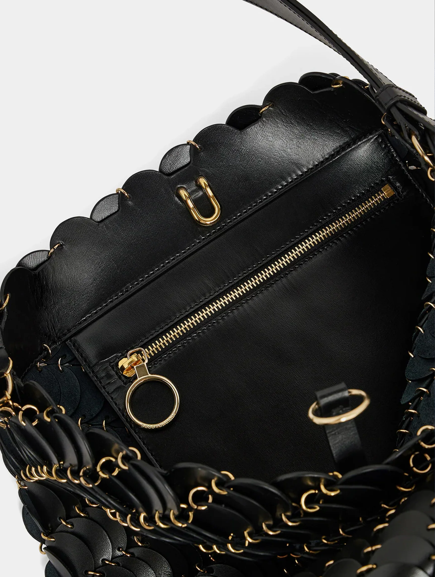 Paco Large Leather Bucket Bag in Black - Image 5