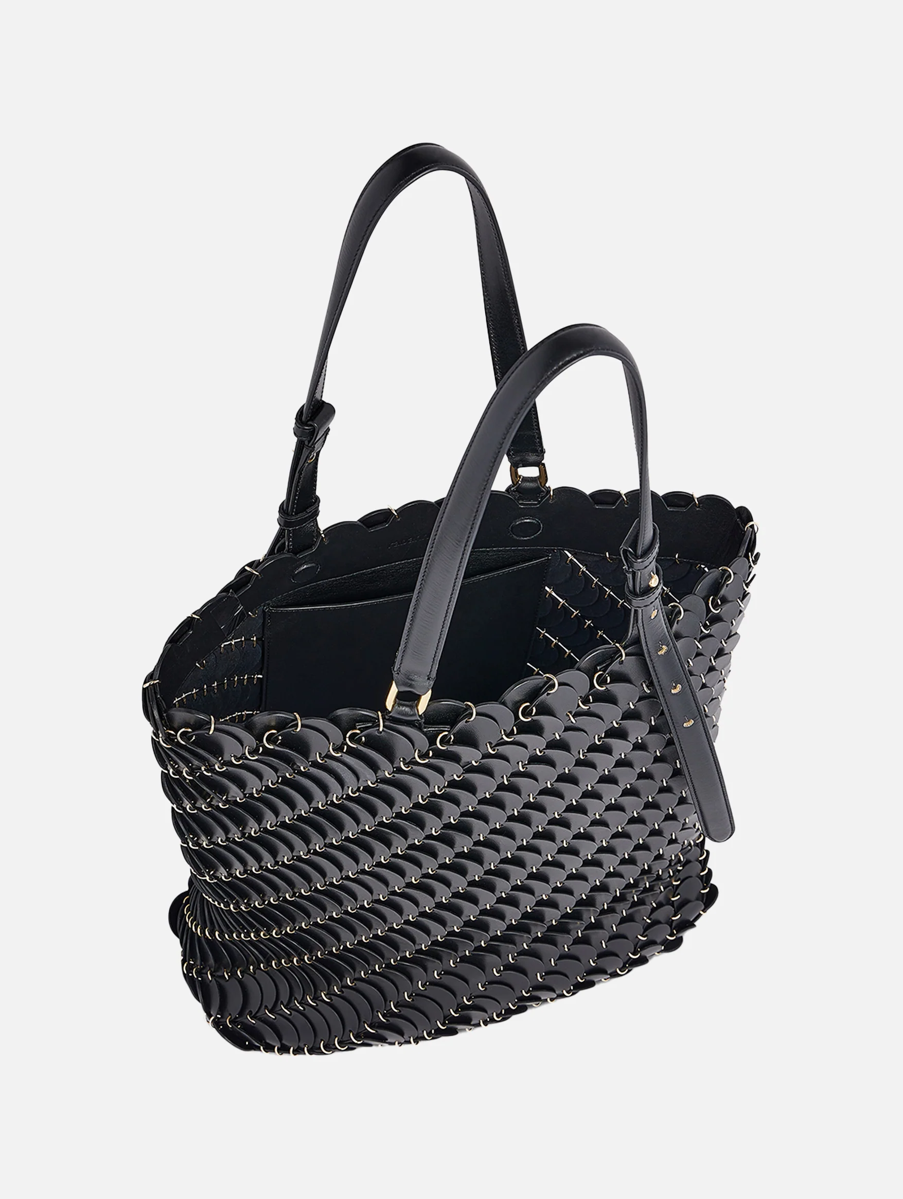 Paco Medium Leather Tote Bag in Black - Image 2