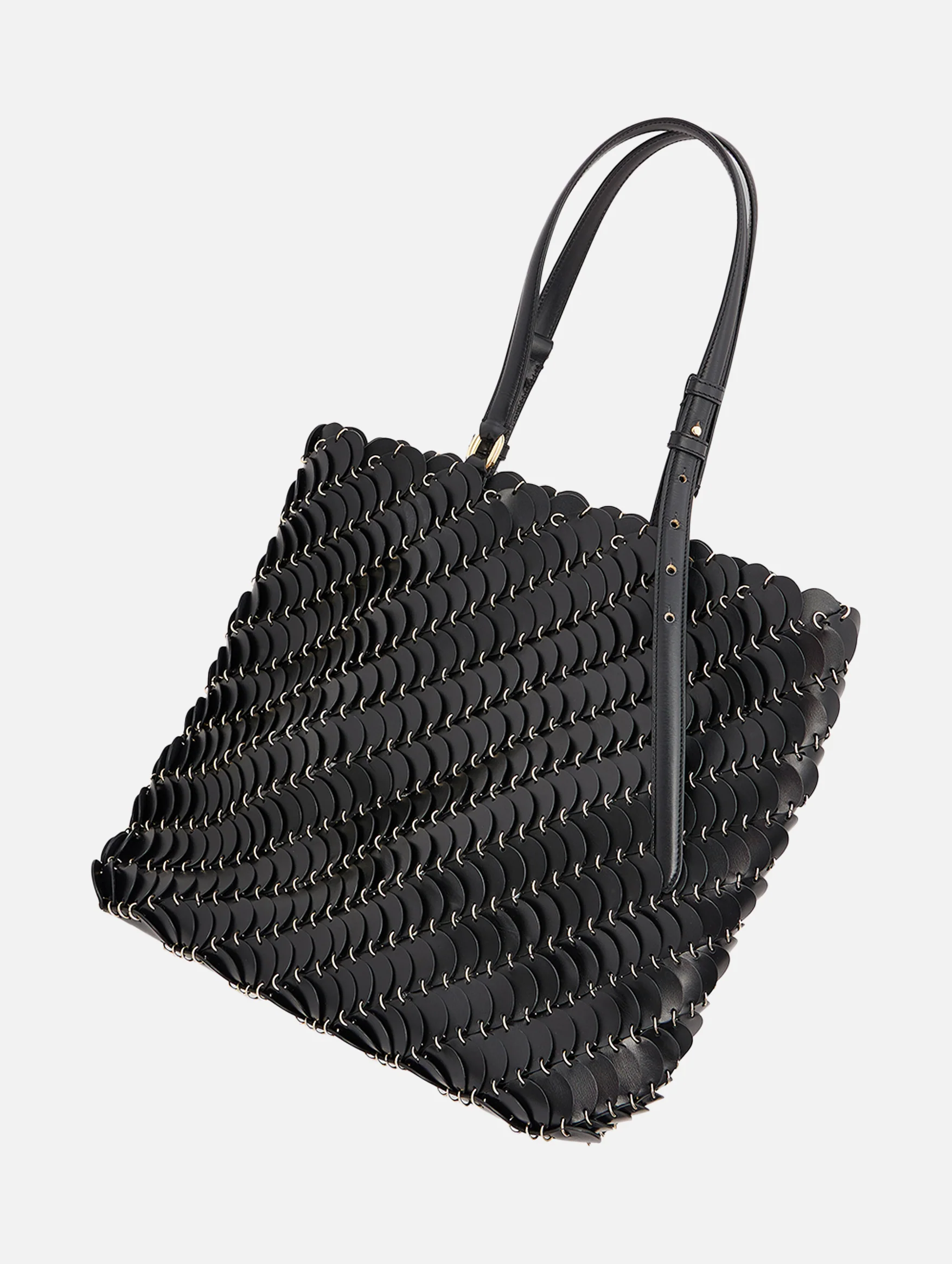 Paco Medium Leather Tote Bag in Black - Image 3