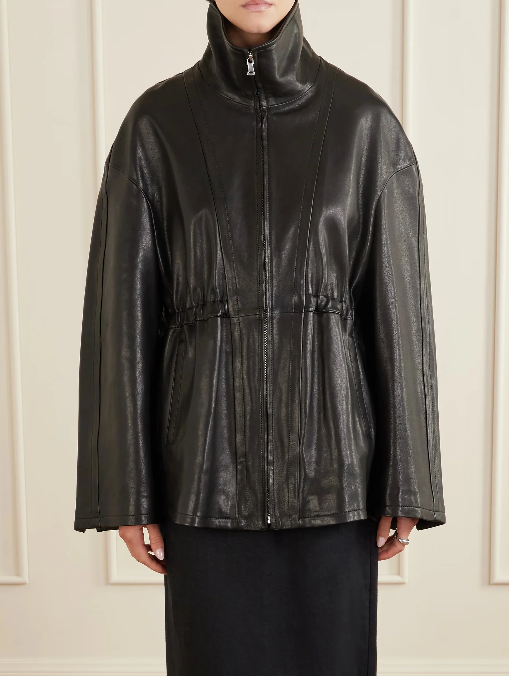 Passage Leather Jacket in Black - Image 3