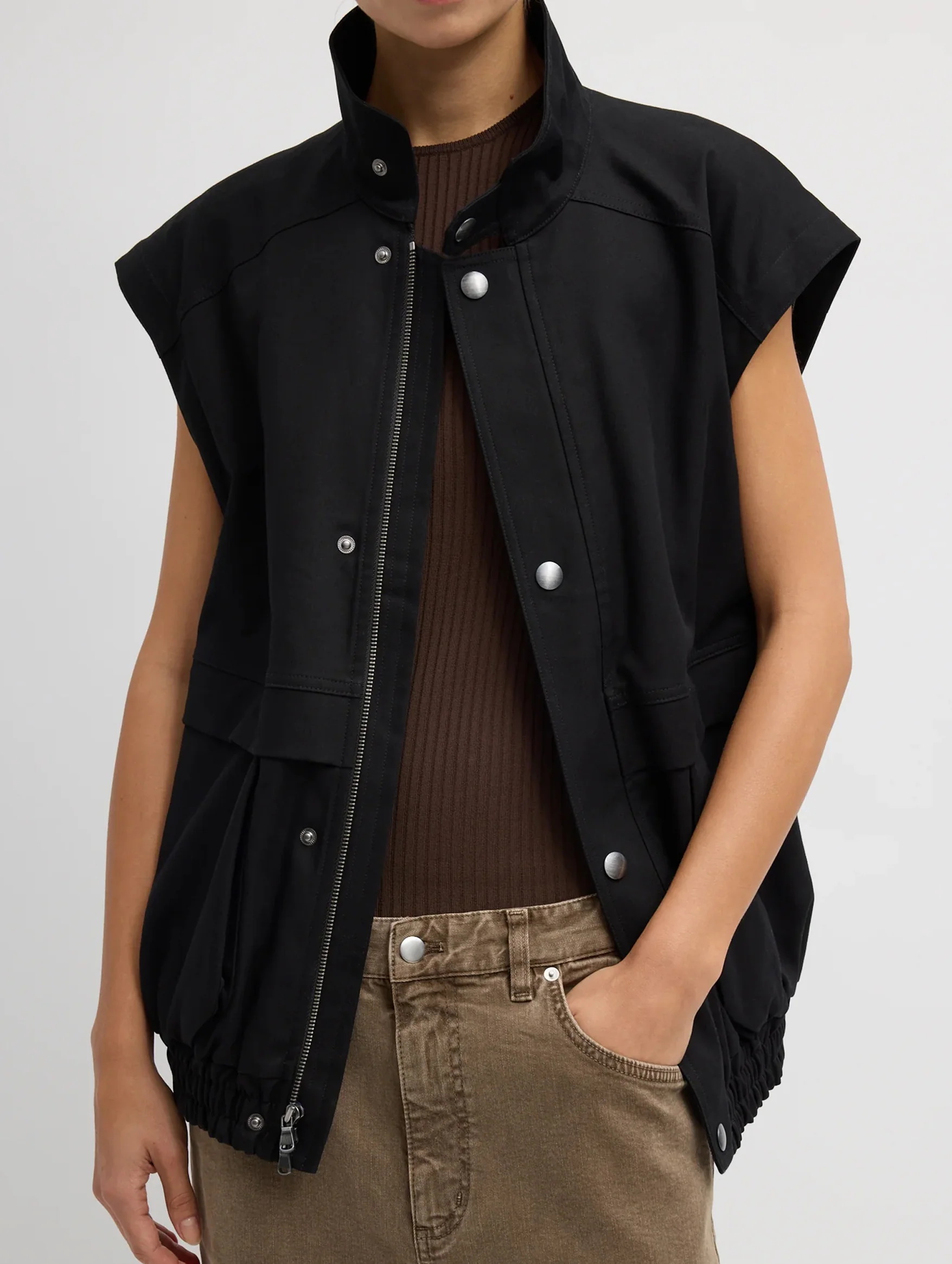 Patchwork Twill Slicker Jacket in Black - Image 4