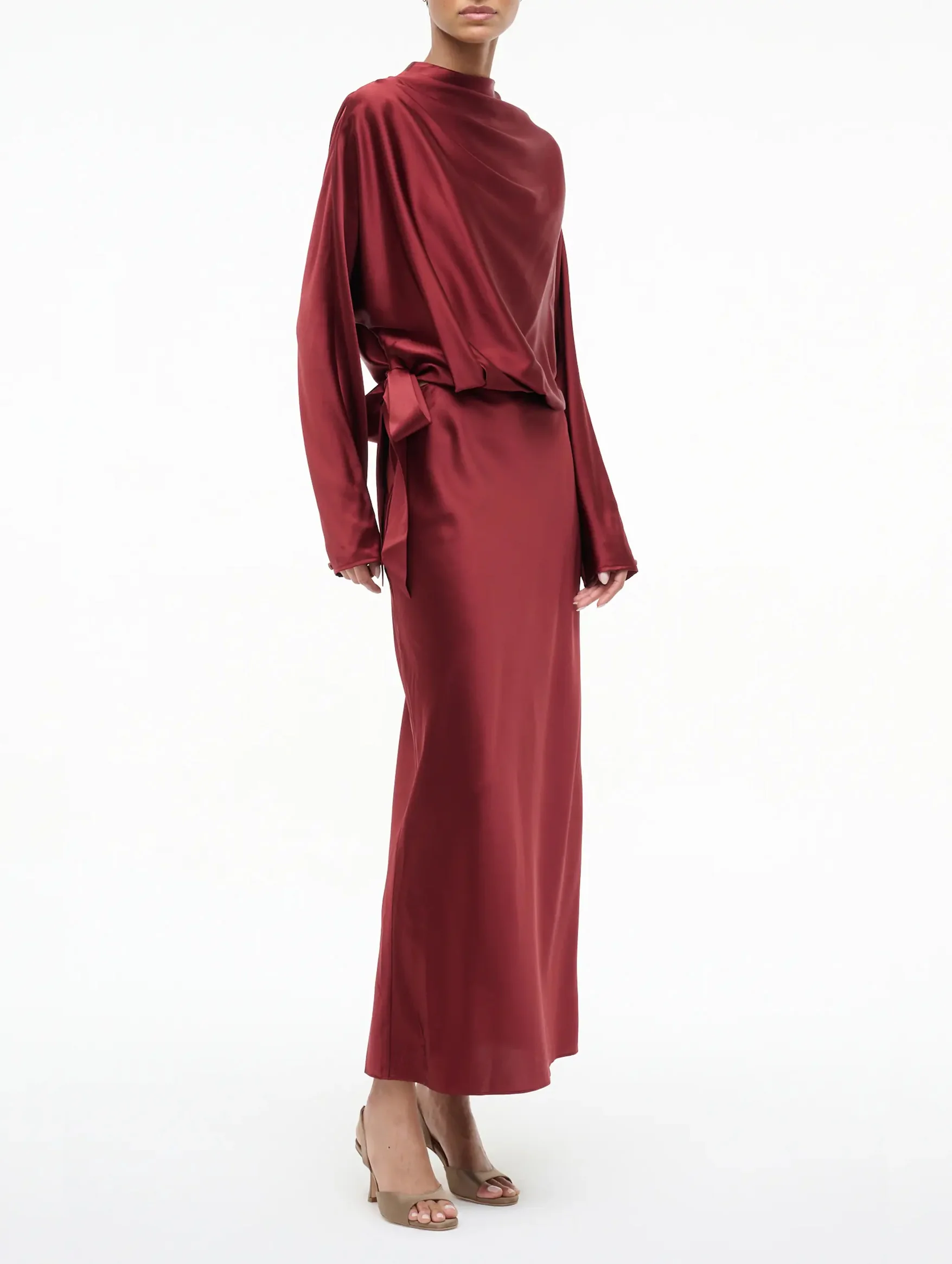 Phoebe Silk Dress in Sangria - Image 3