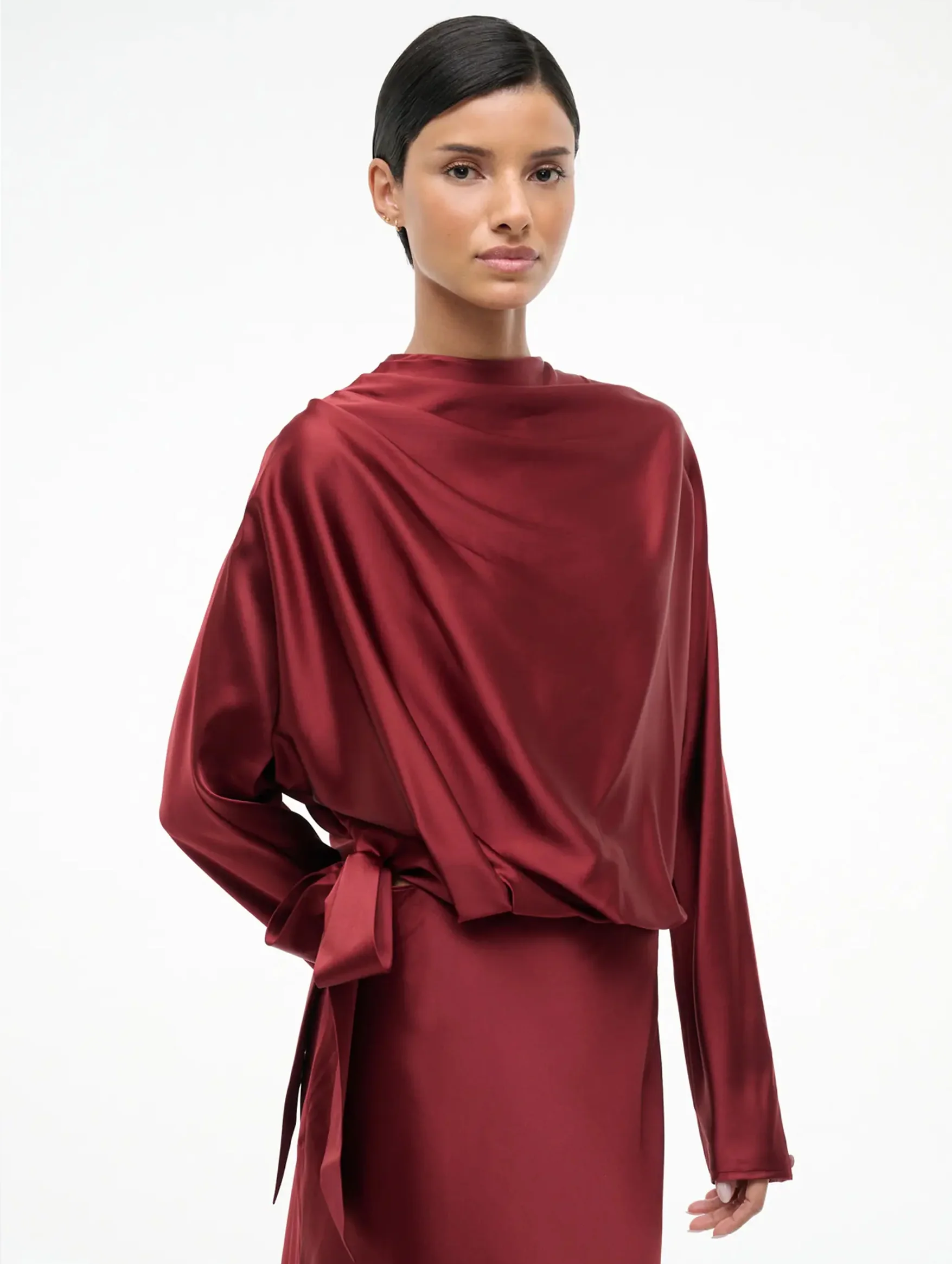 Phoebe Silk Dress in Sangria - Image 4