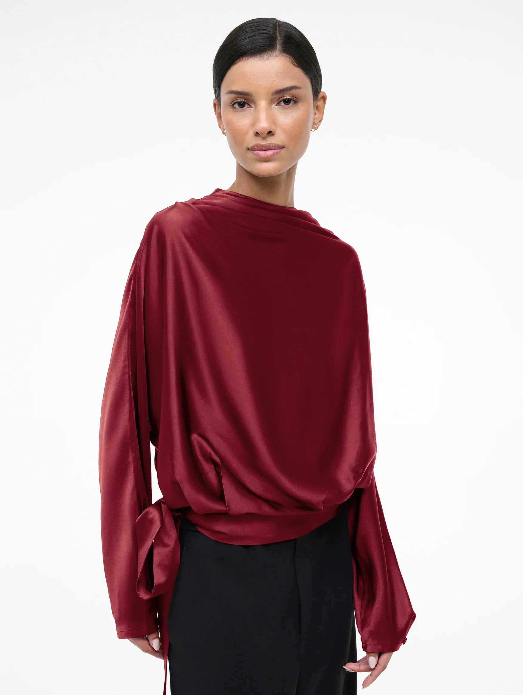Phoebe Silk Top in Sangria - Image 3