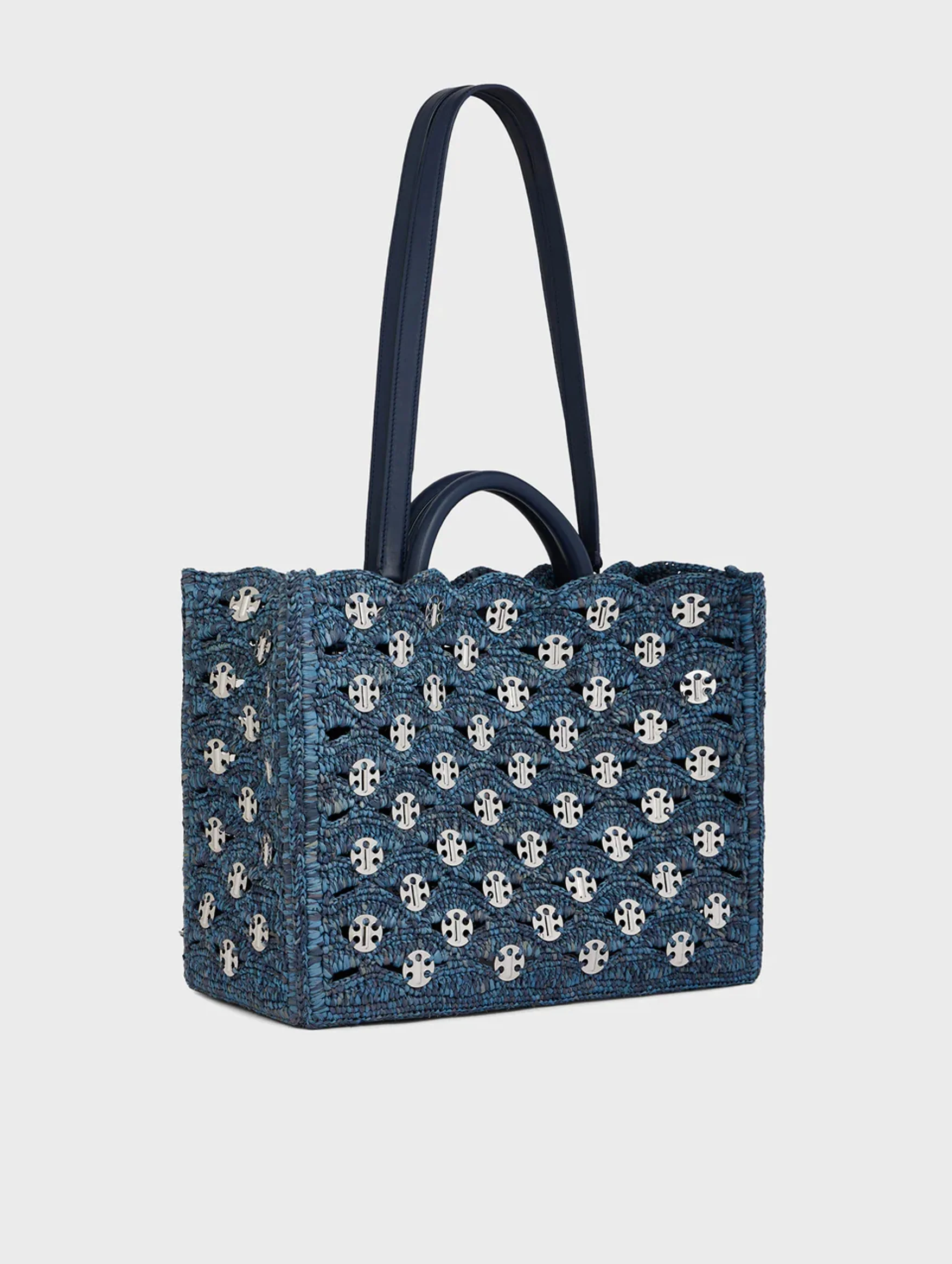 Raffia Tote Bag in Denim - Image 2