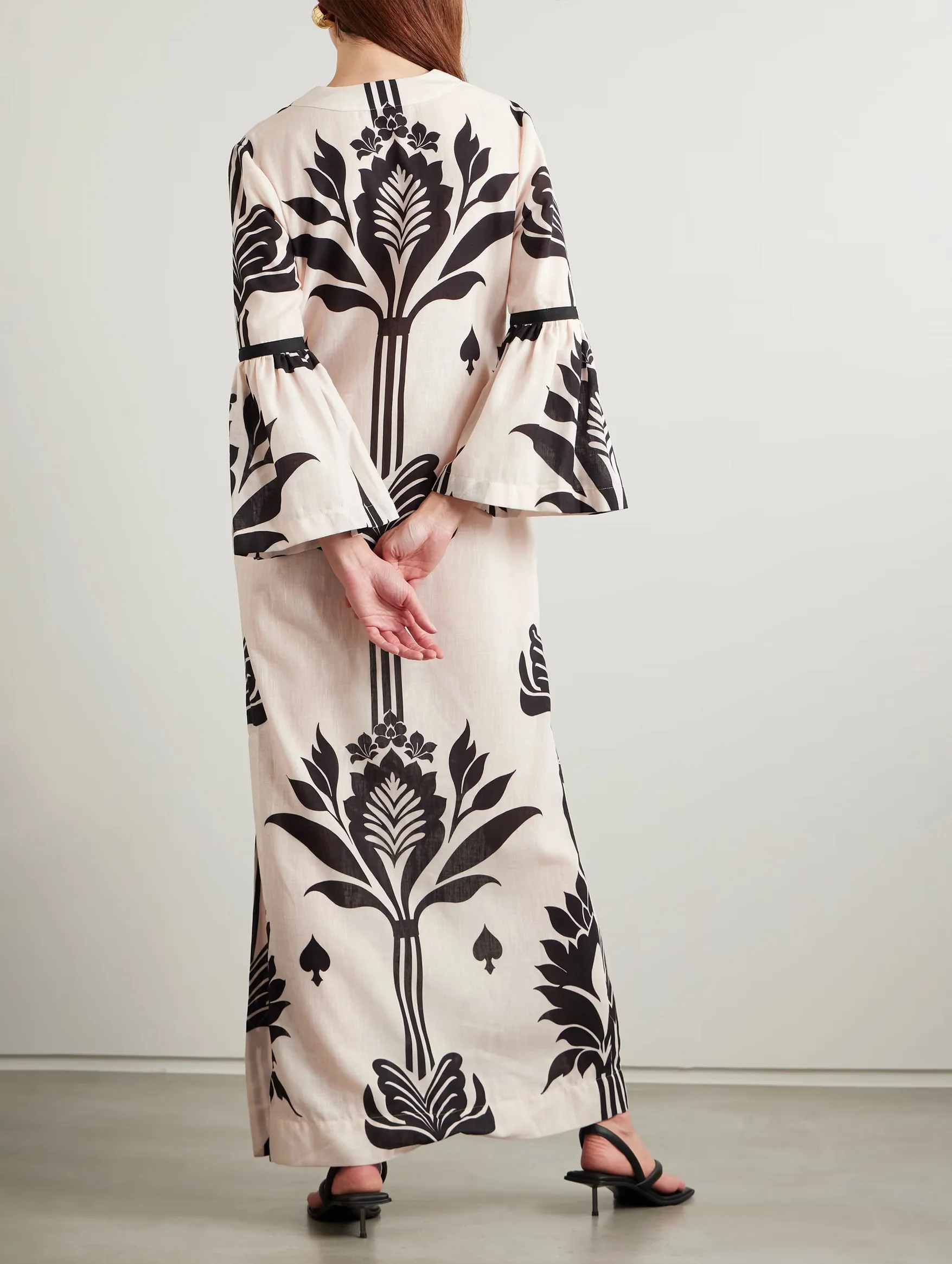 Rajasthan Tunic Dress in Ivory & Black Lotus - Image 3
