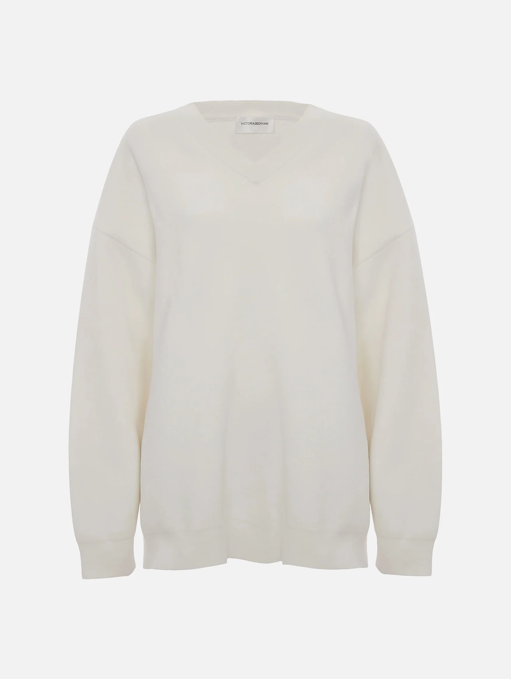 Relaxed Fit V-Neck Jumper in White