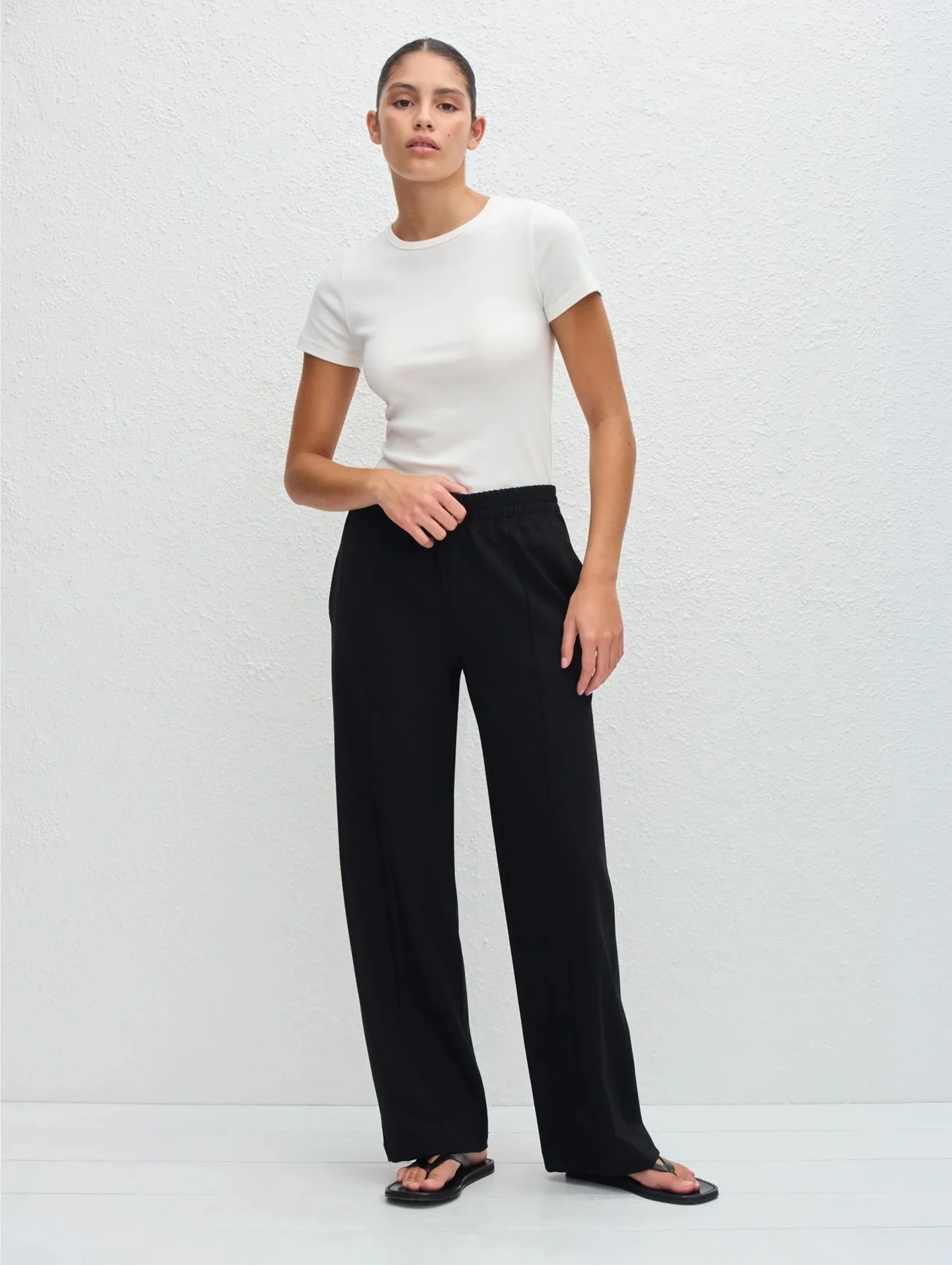 Relaxed Pin-Stitch Trouser in Black - Image 4