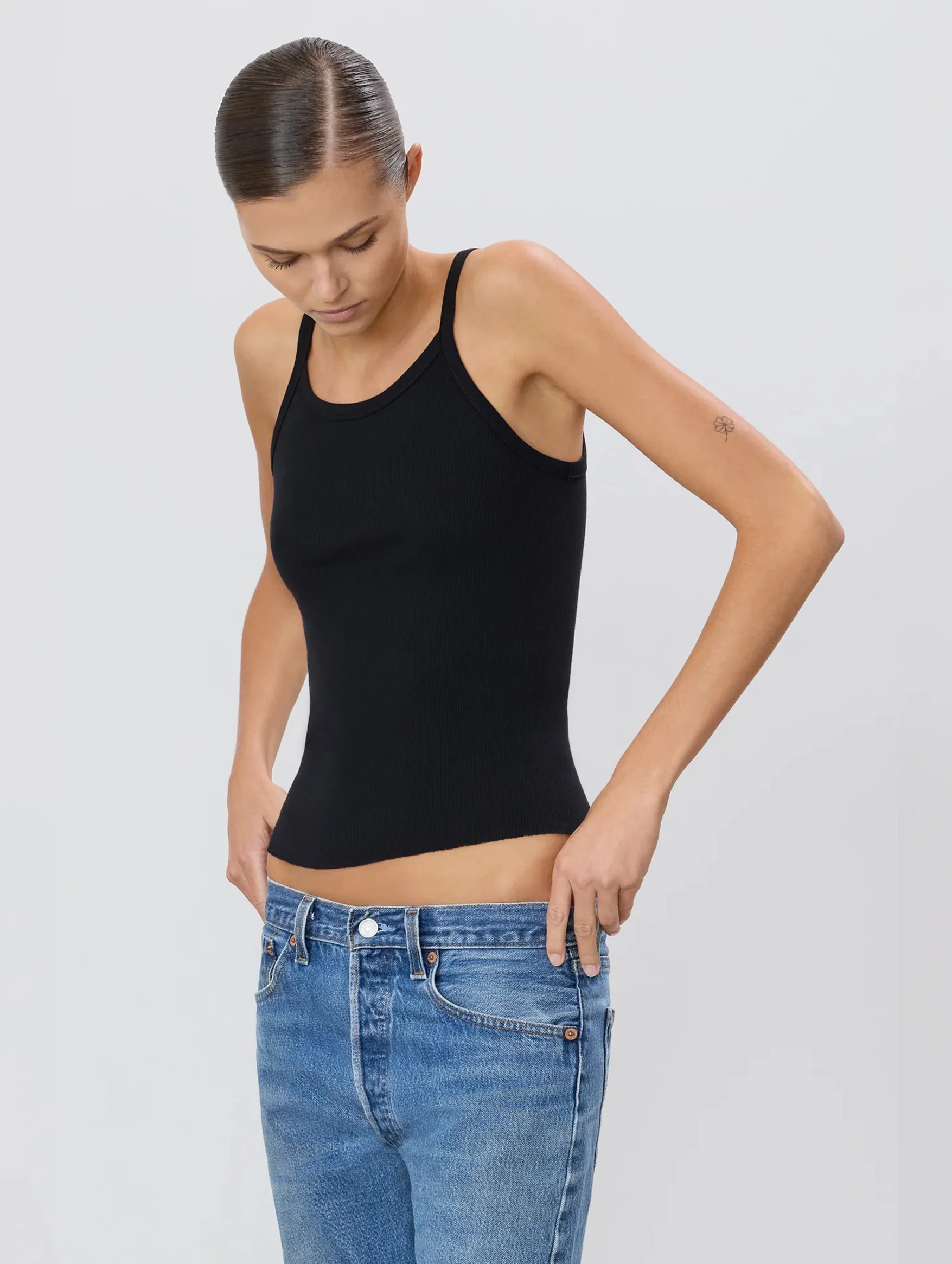 Rib Tank in Black - Image 3