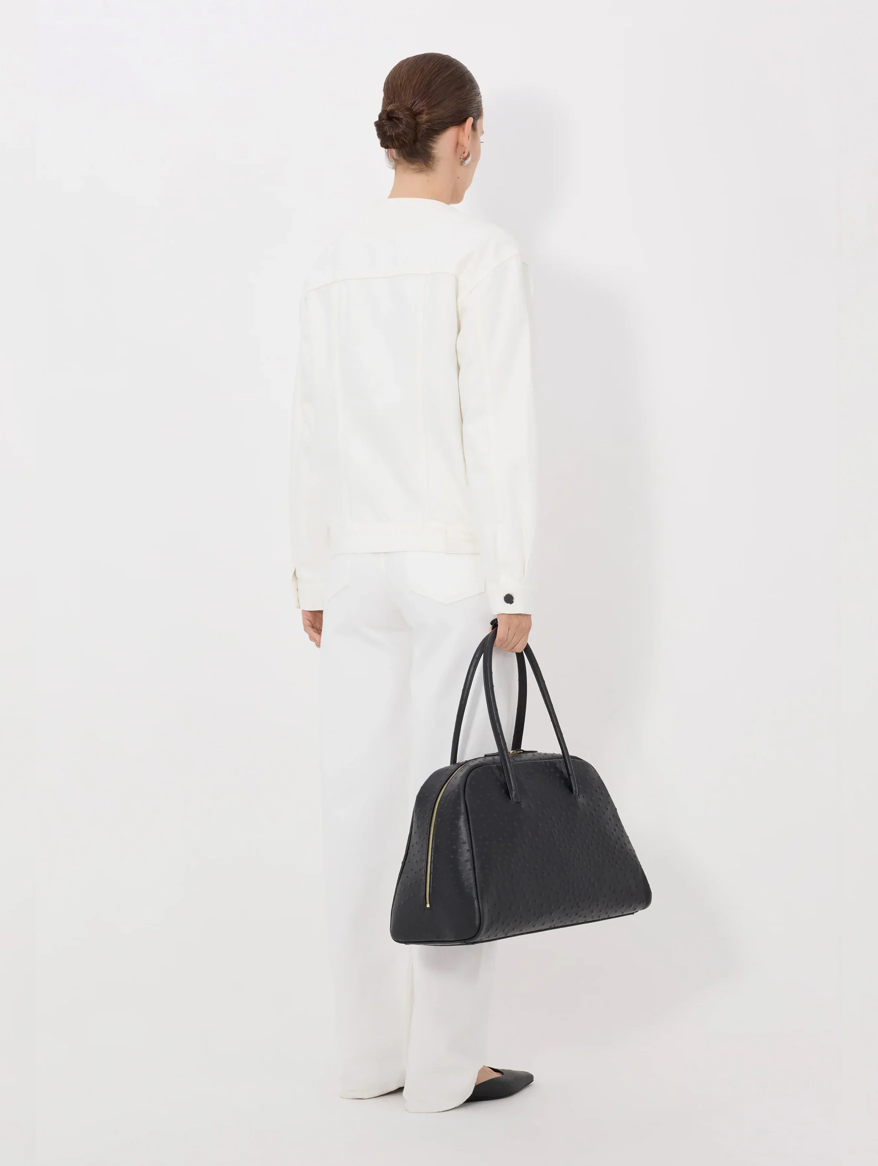 Rima Collarless Denim Jacket in Ivory - Image 5