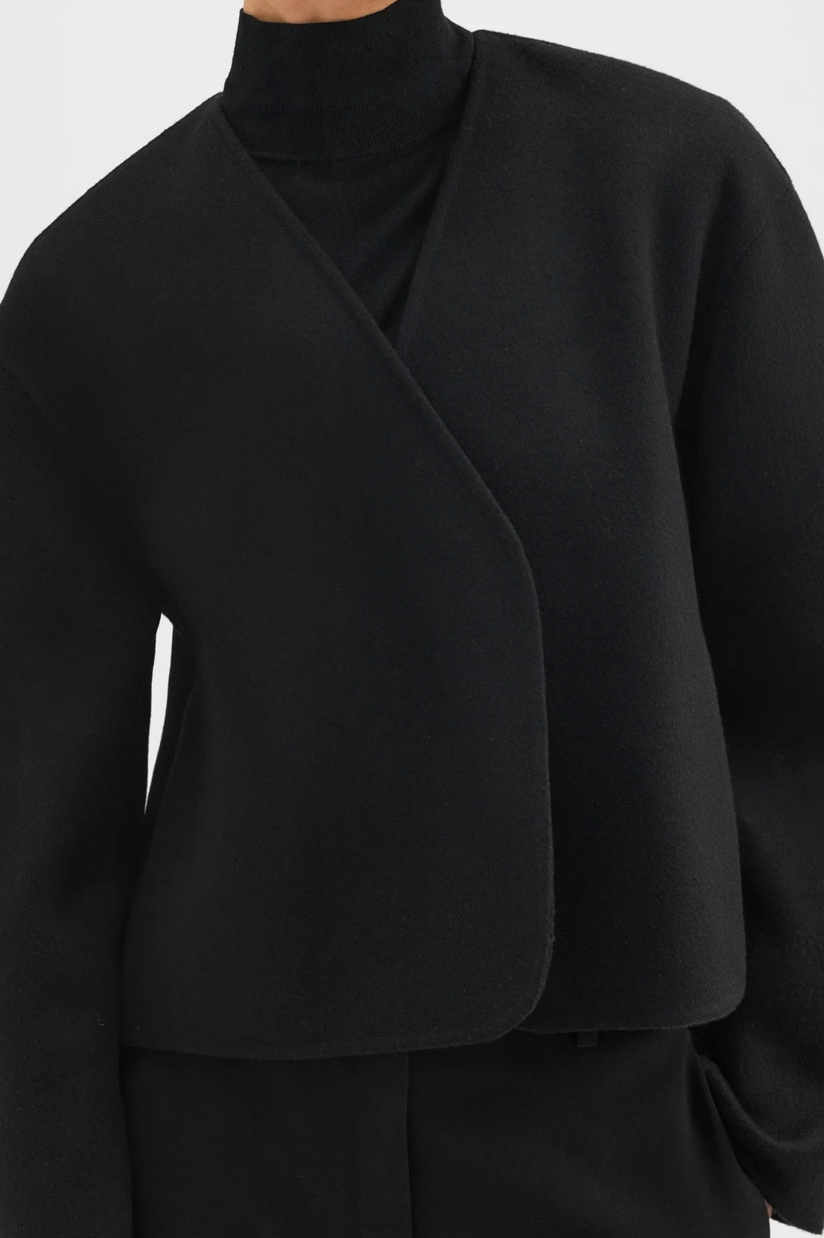 Rounded Crop Jacket in Black - Image 3