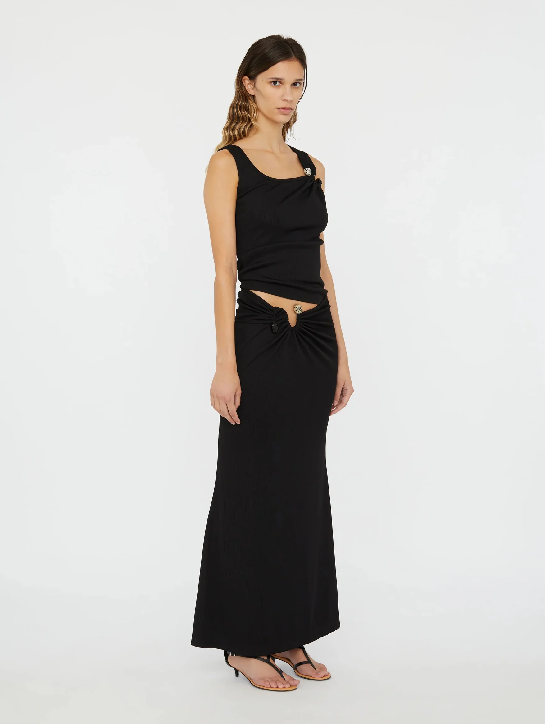 S-Buckle Suspension Skirt in Black - Image 3