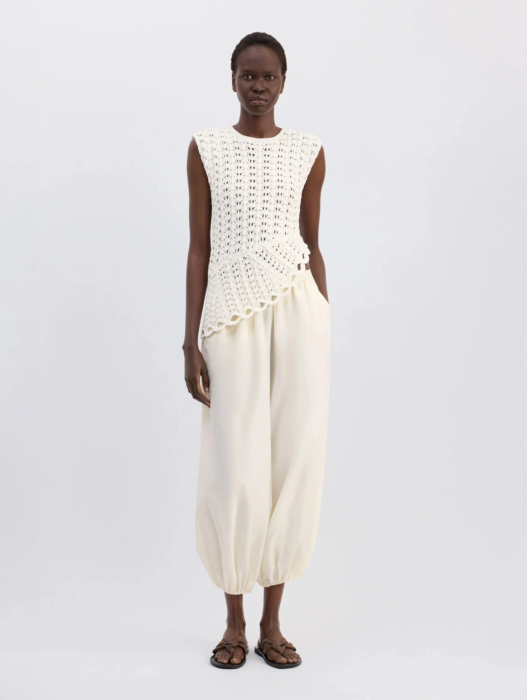 Saez Asymmetric Sleeveless Top in White - Image 2