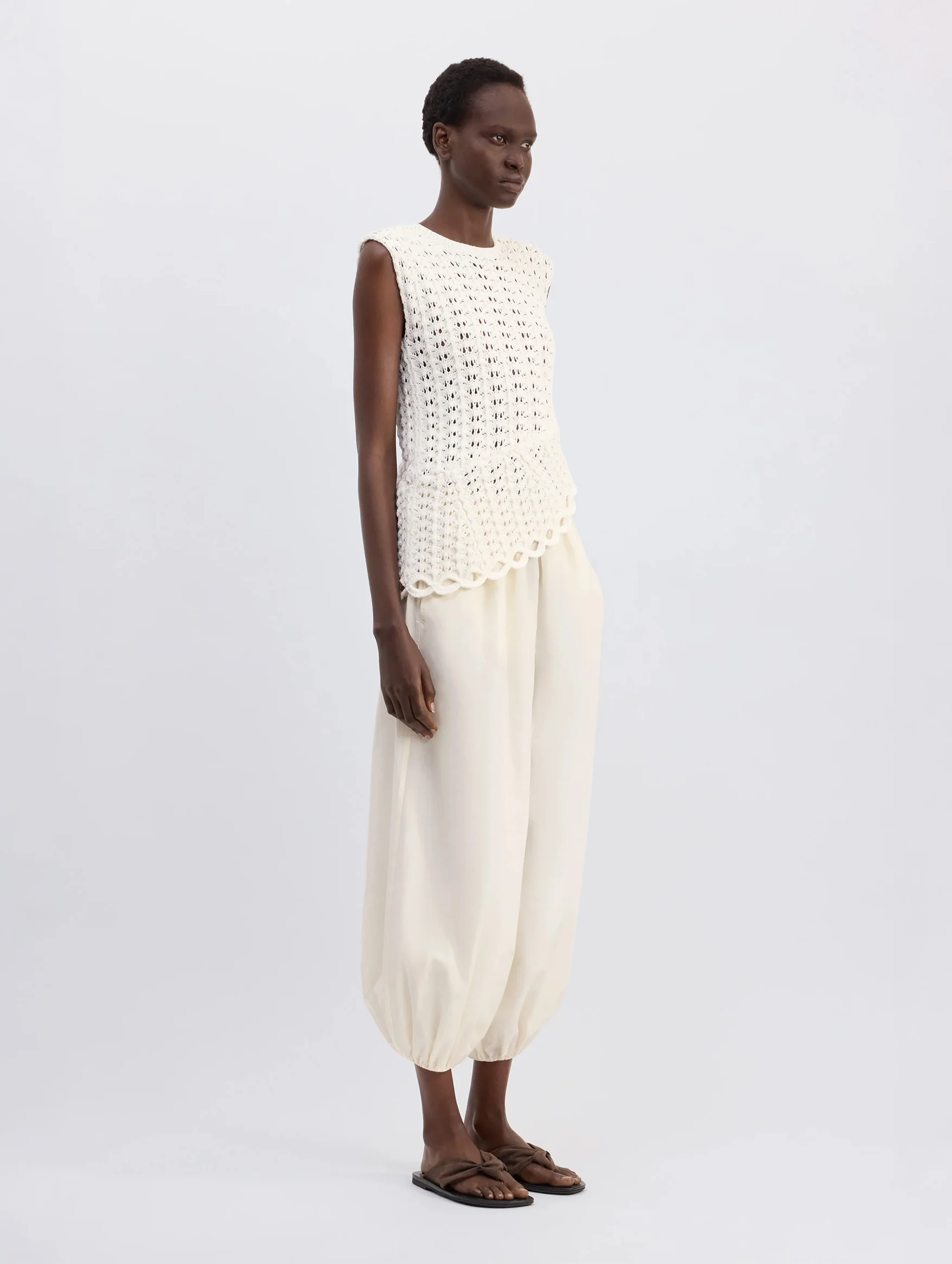 Saez Asymmetric Sleeveless Top in White - Image 3
